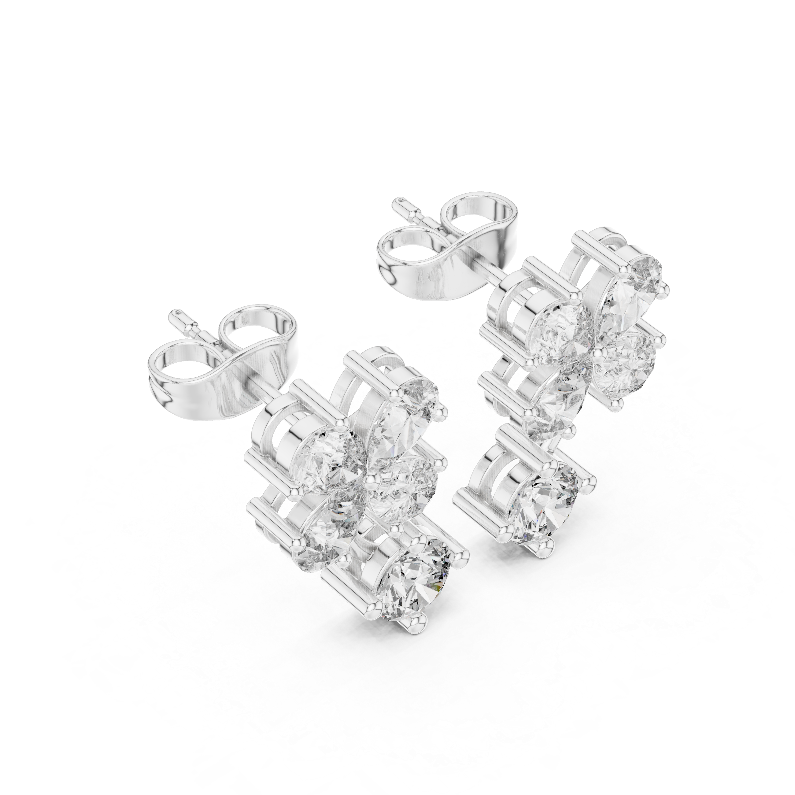 Floral Drop Diamond Stud Earrings