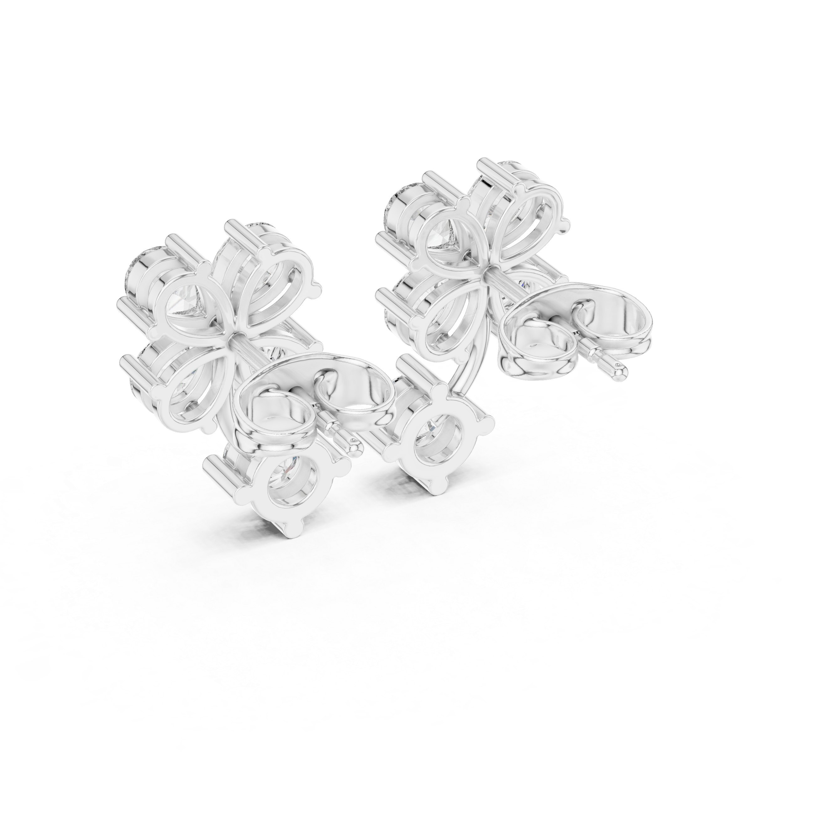 Floral Drop Diamond Stud Earrings