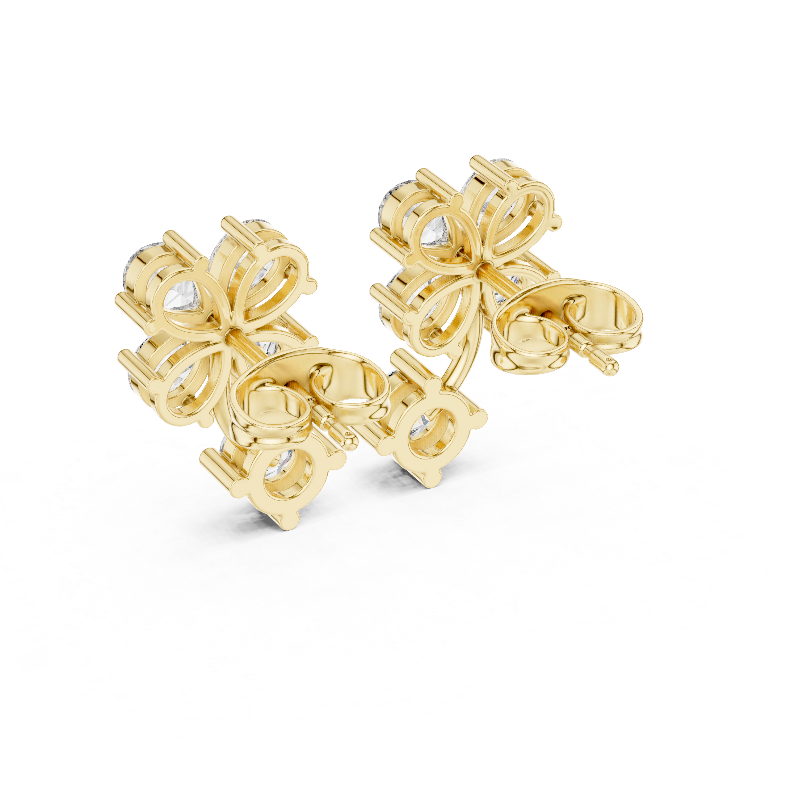 Floral Drop Diamond Stud Earrings