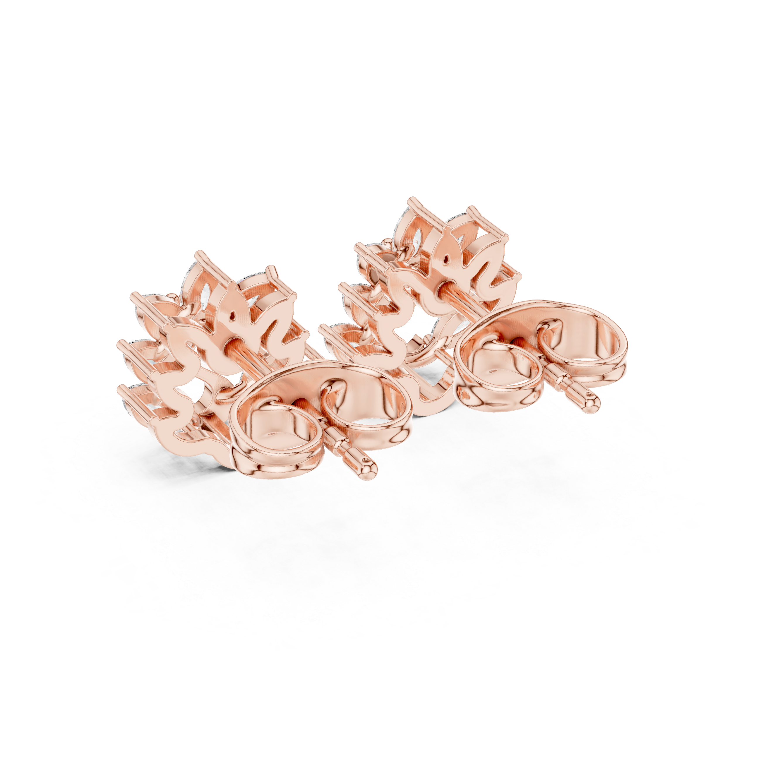 Swan Motif Marquise Diamond Stud Earrings