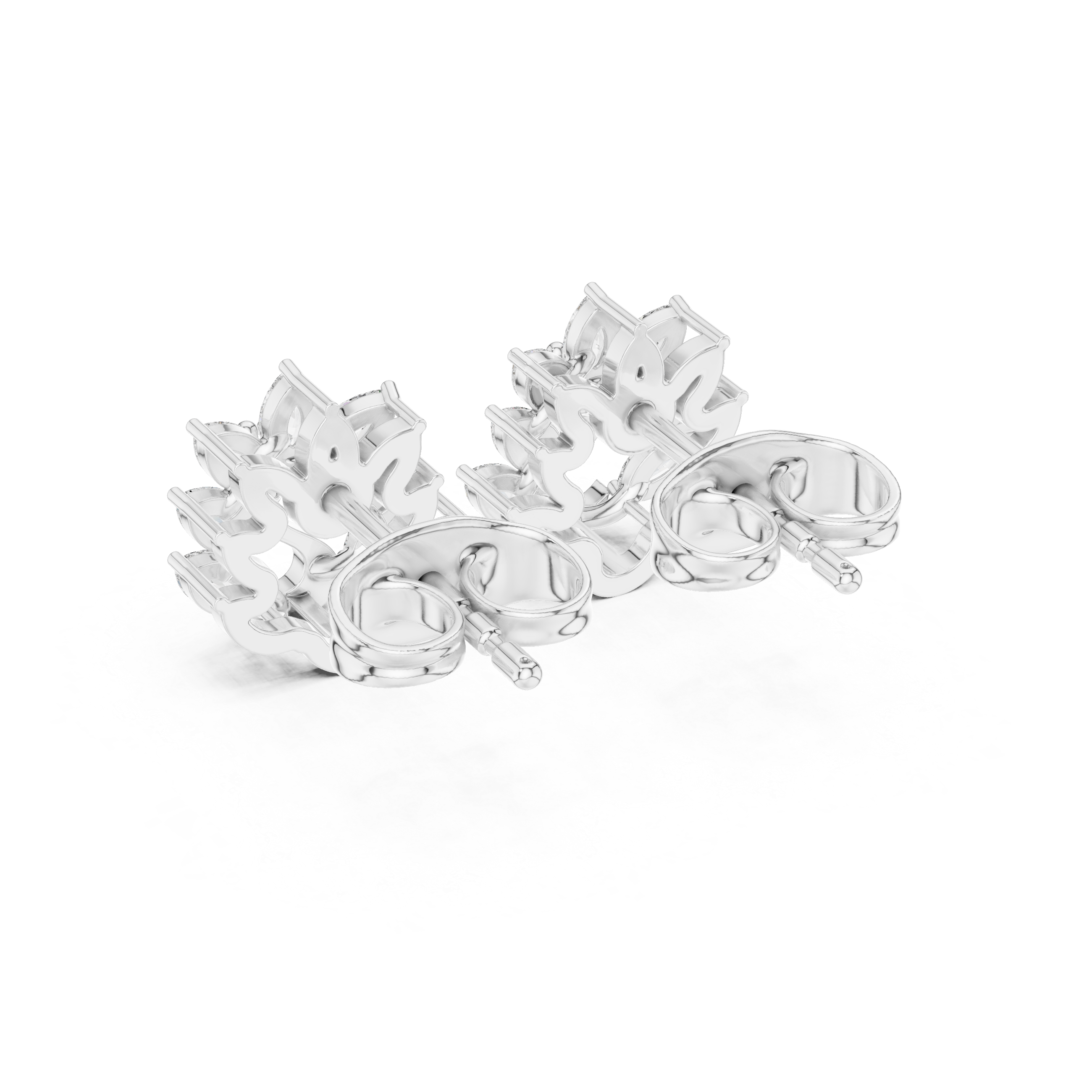 Swan Motif Marquise Diamond Stud Earrings