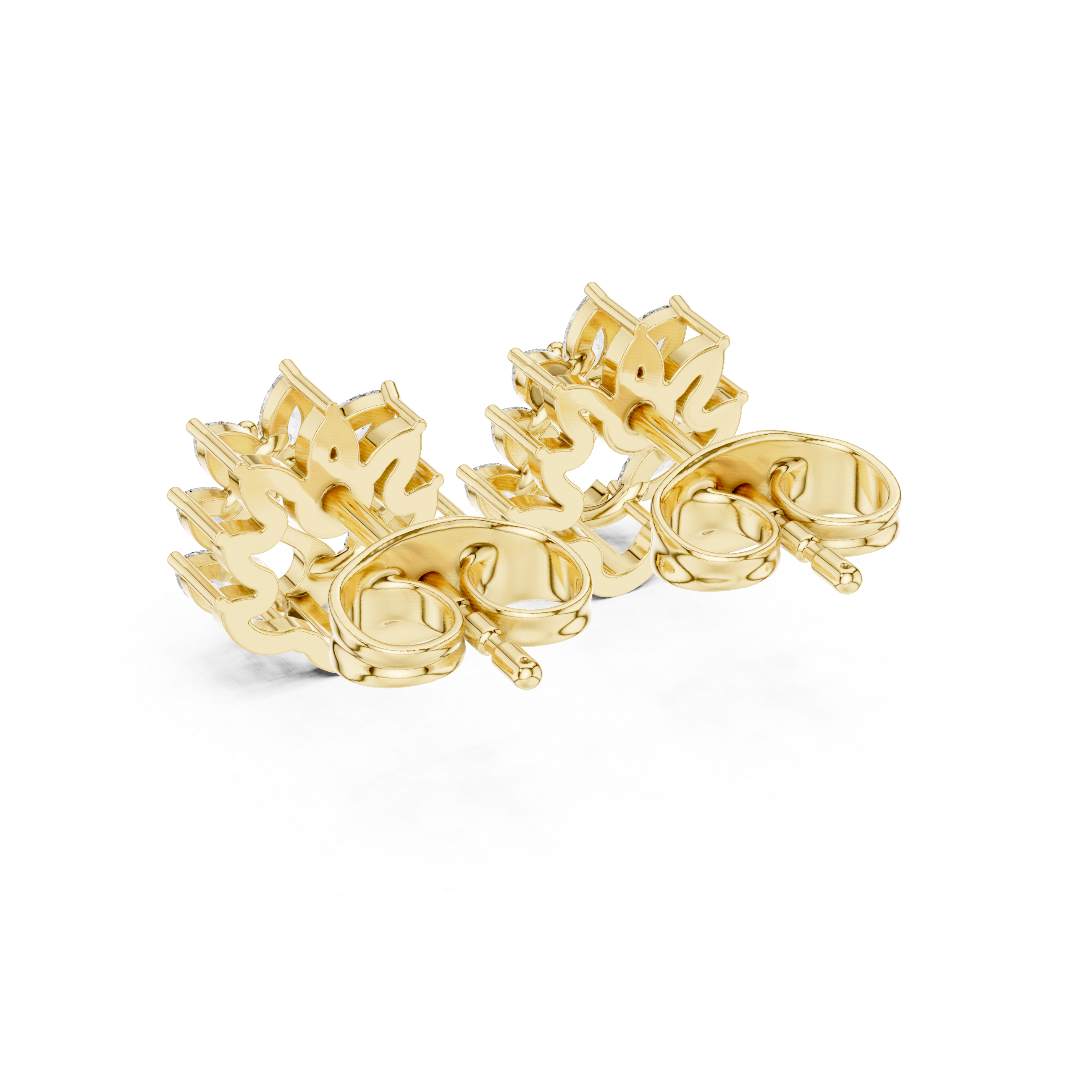 Swan Motif Marquise Diamond Stud Earrings