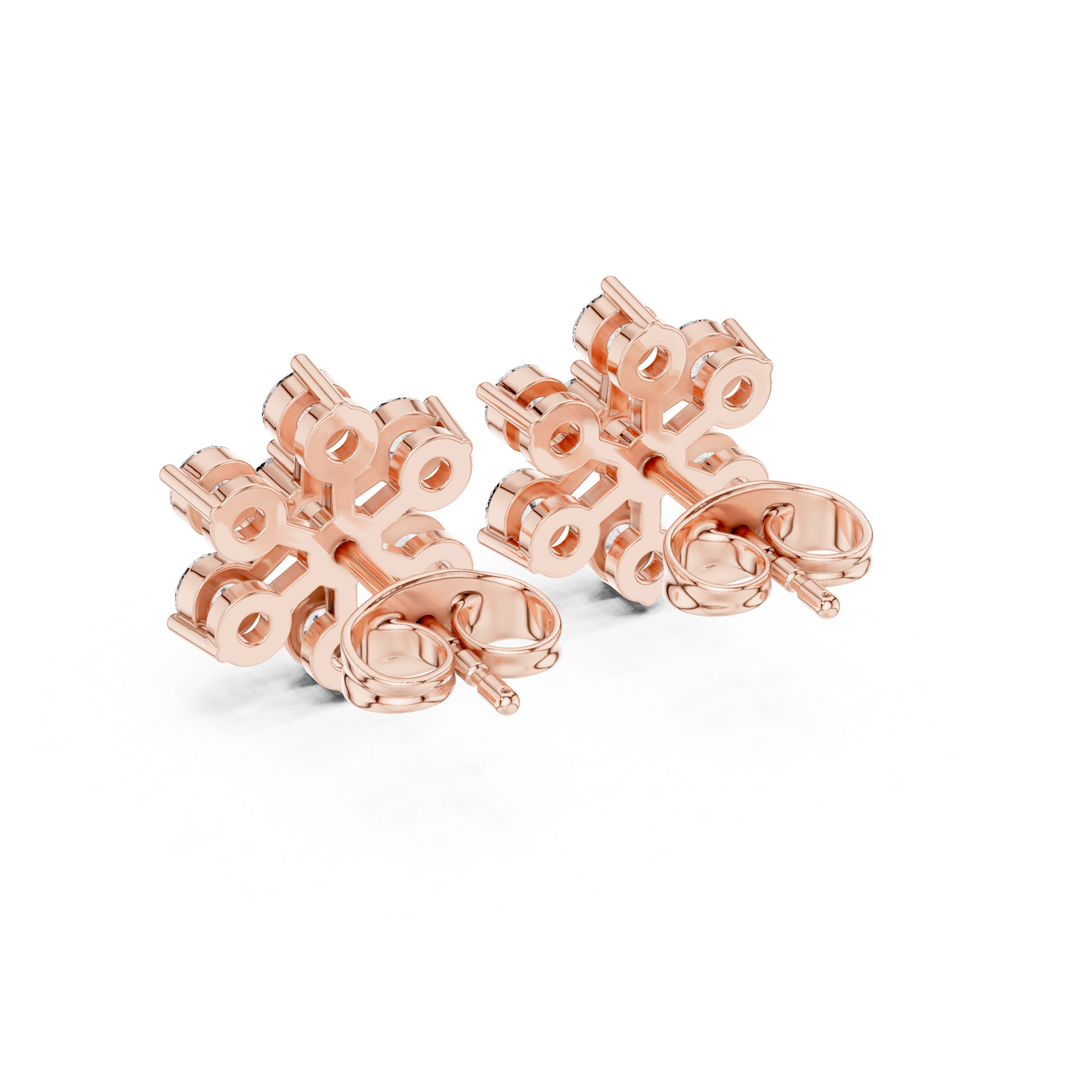Minimalist Round Diamond Snowflake Stud Earrings