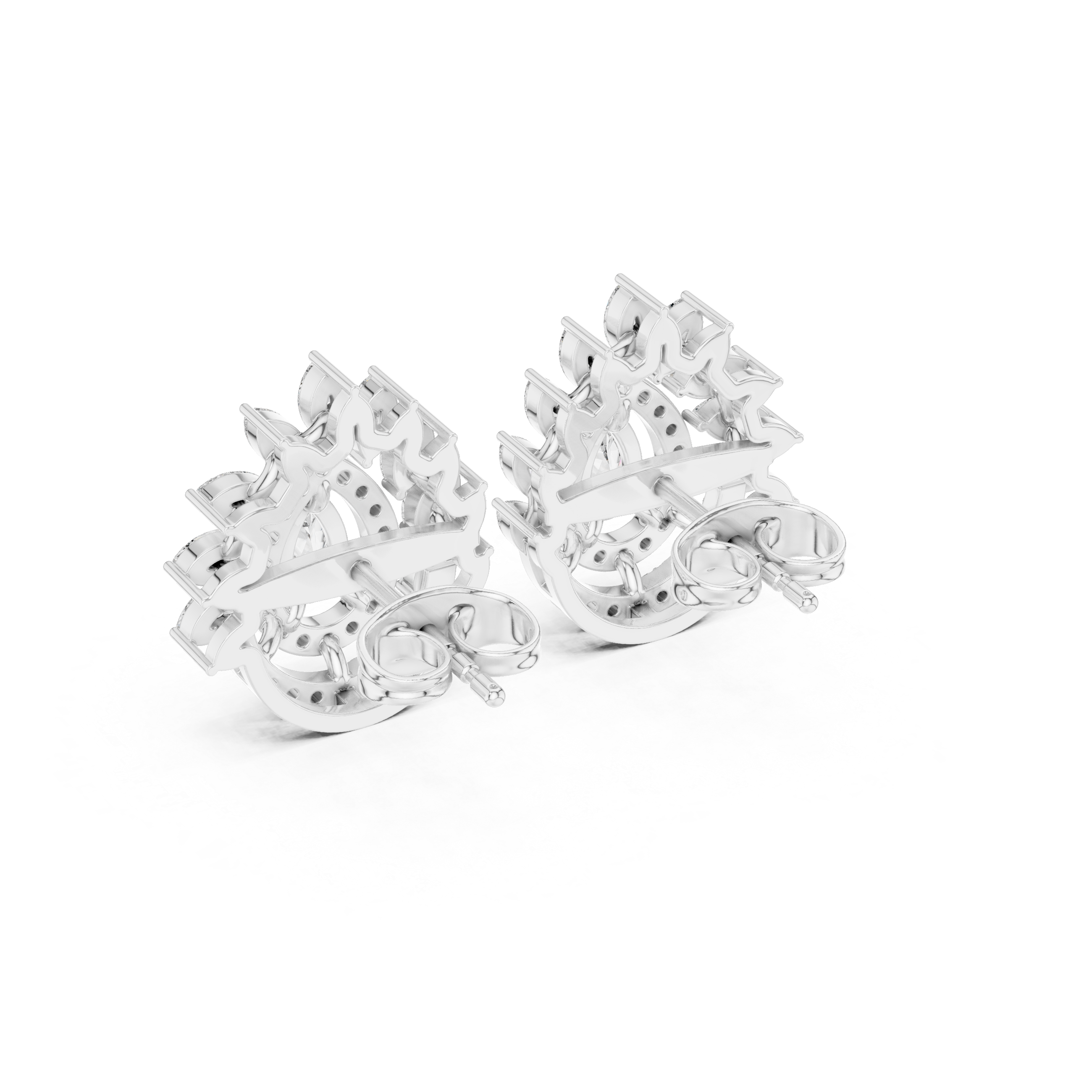 Pear Halo Marquise Diamond Statement Stud Earrings