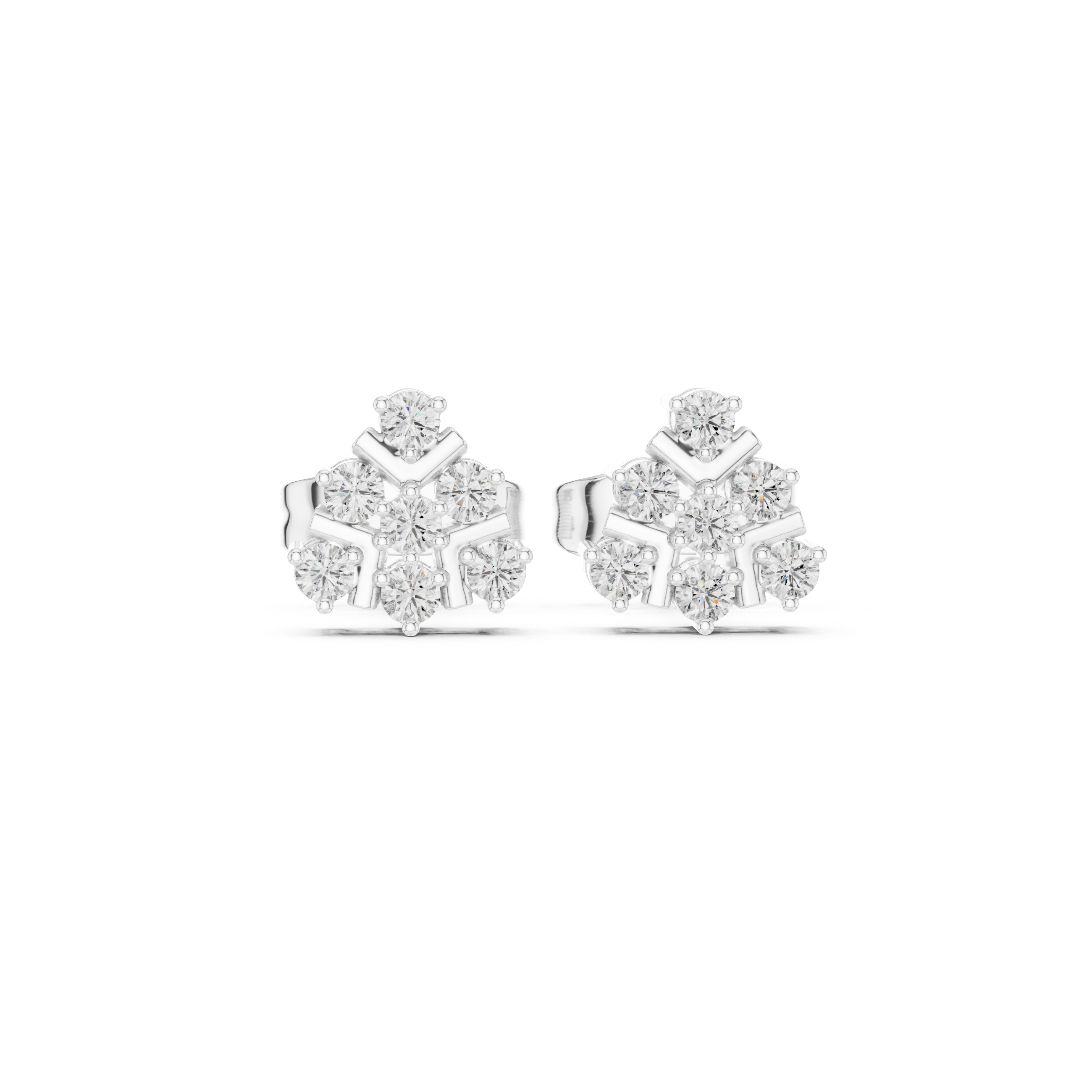 Cluster Diamond Snowflake Stud Earrings