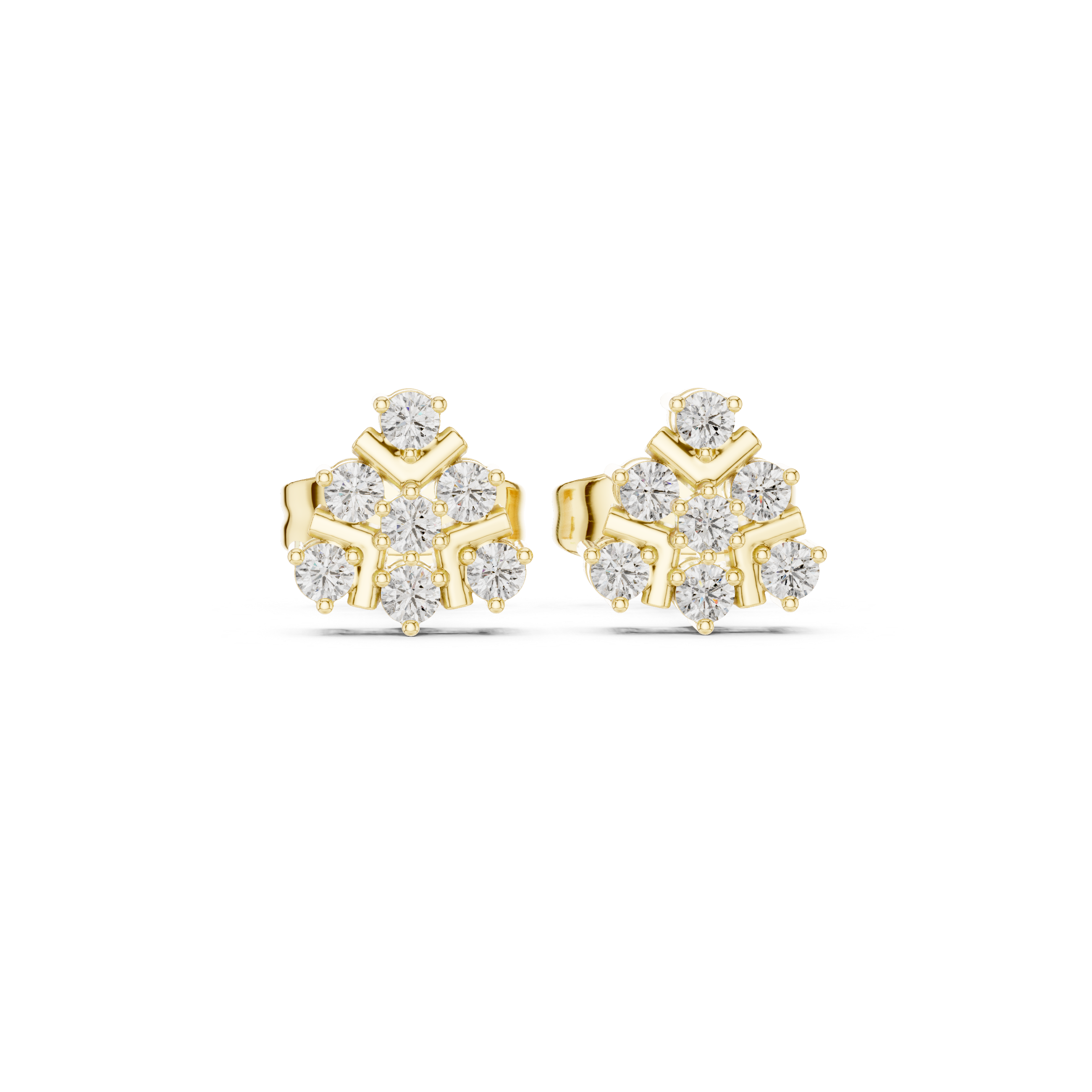 Cluster Diamond Snowflake Stud Earrings