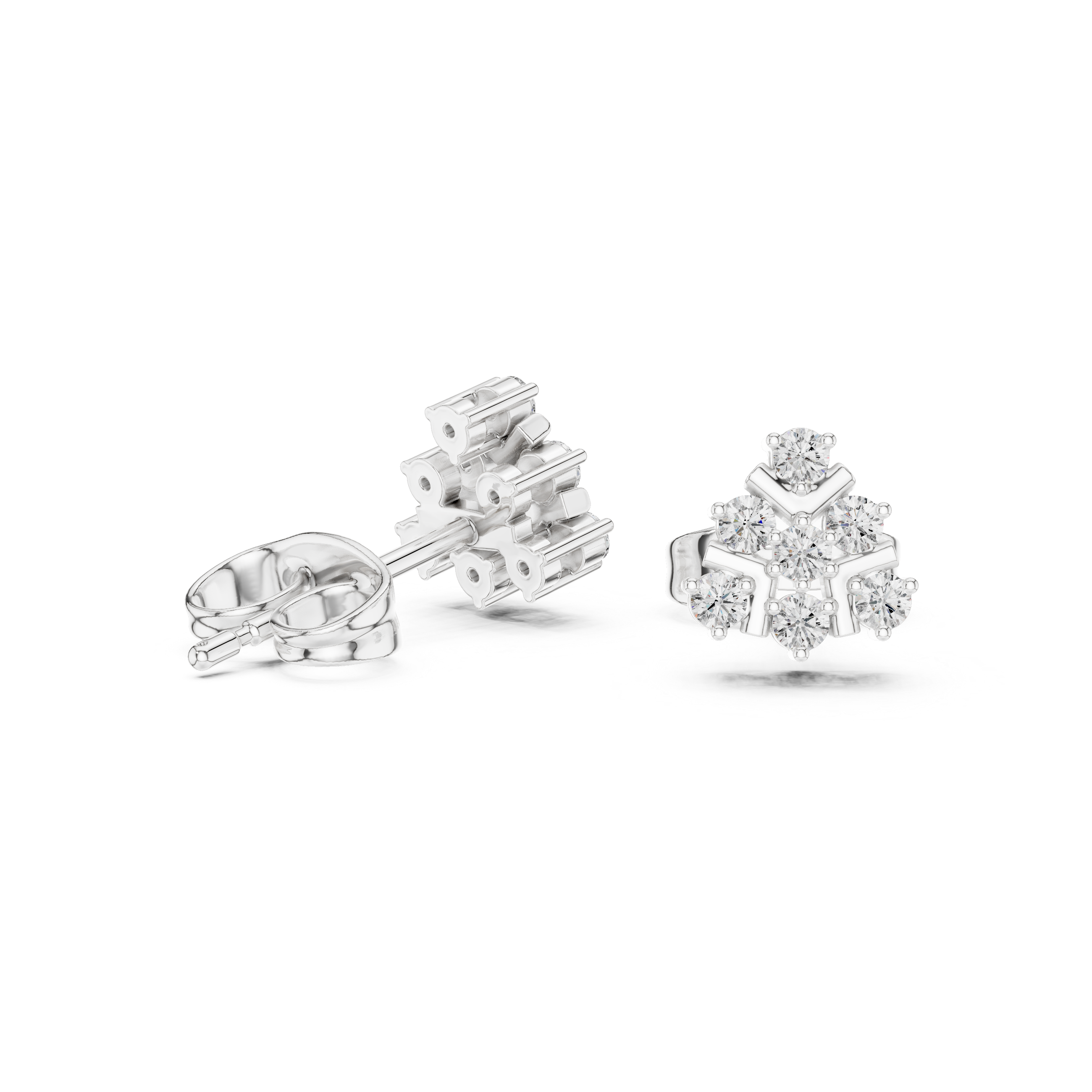 Cluster Diamond Snowflake Stud Earrings