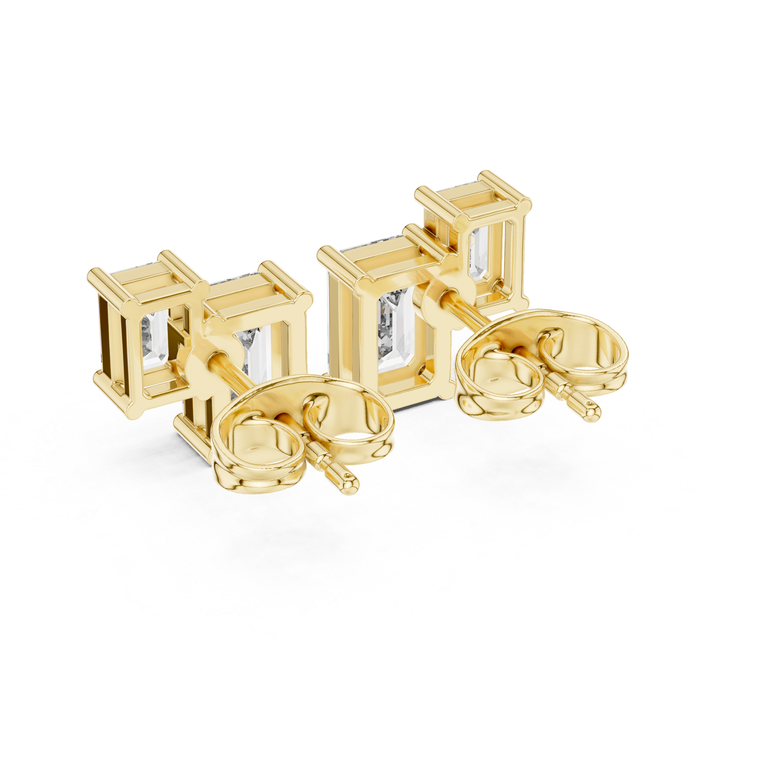 Emerald Cut Diamond Bar Stud Earrings