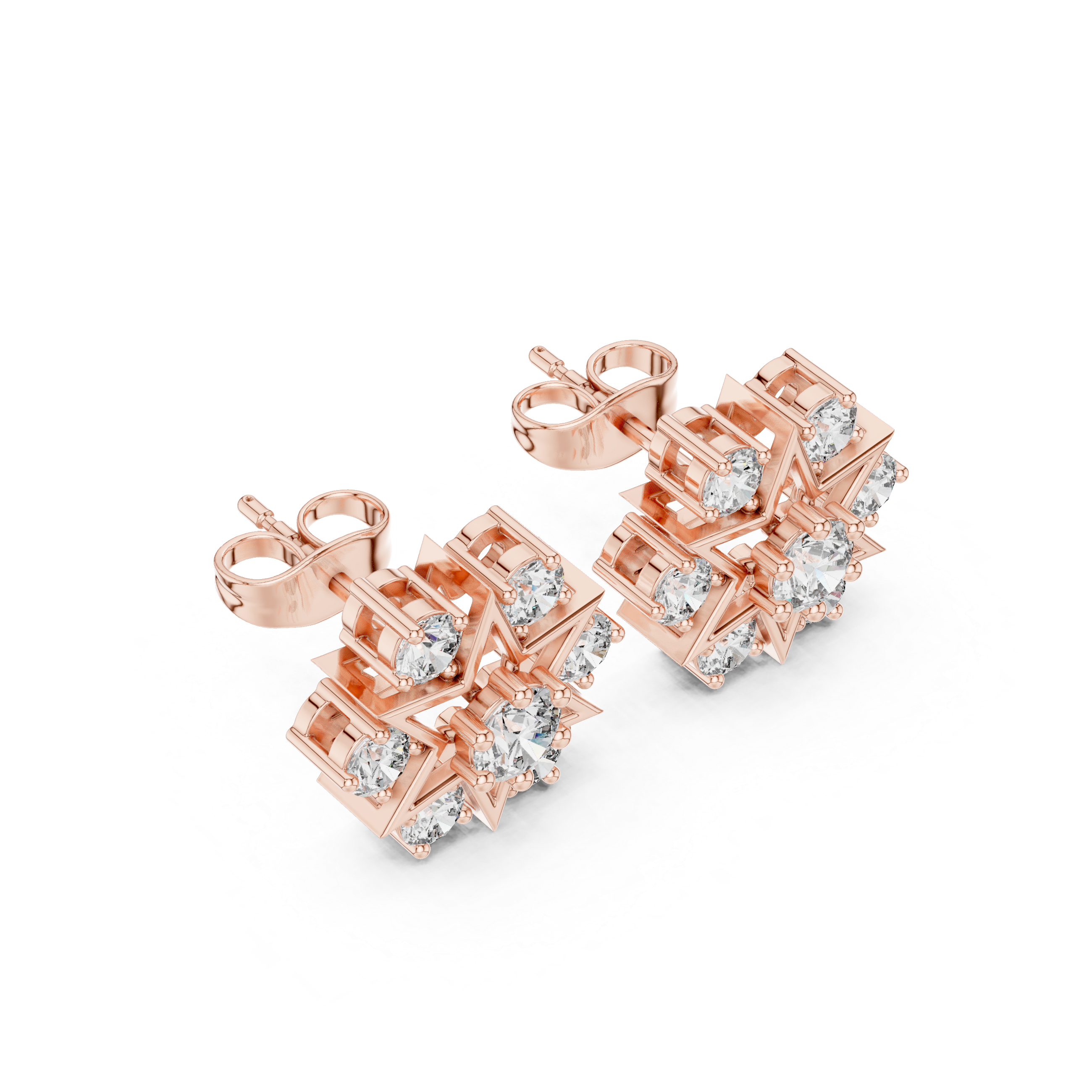 Starburst Cluster Diamond Stud Earrings