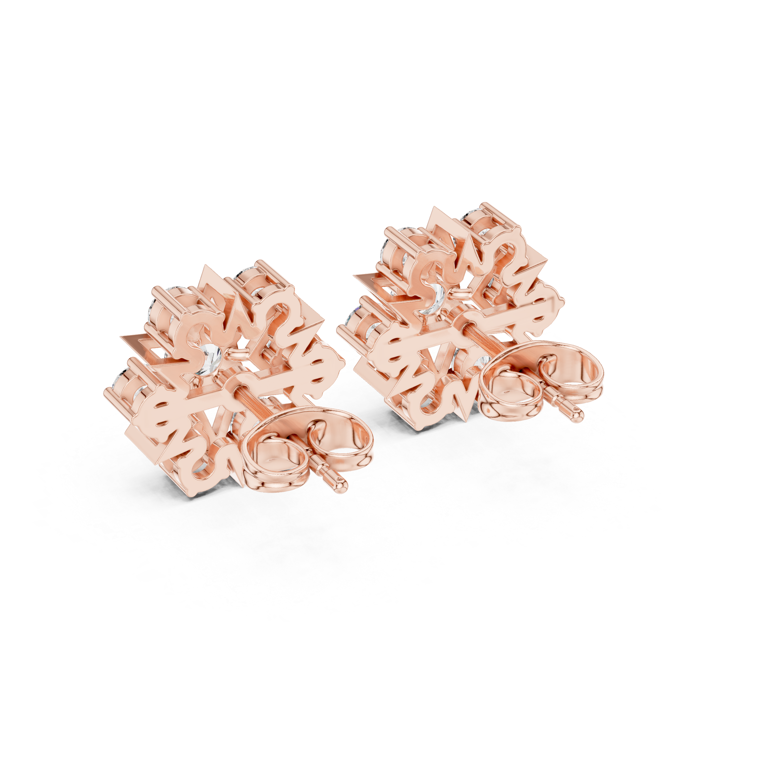 Starburst Cluster Diamond Stud Earrings