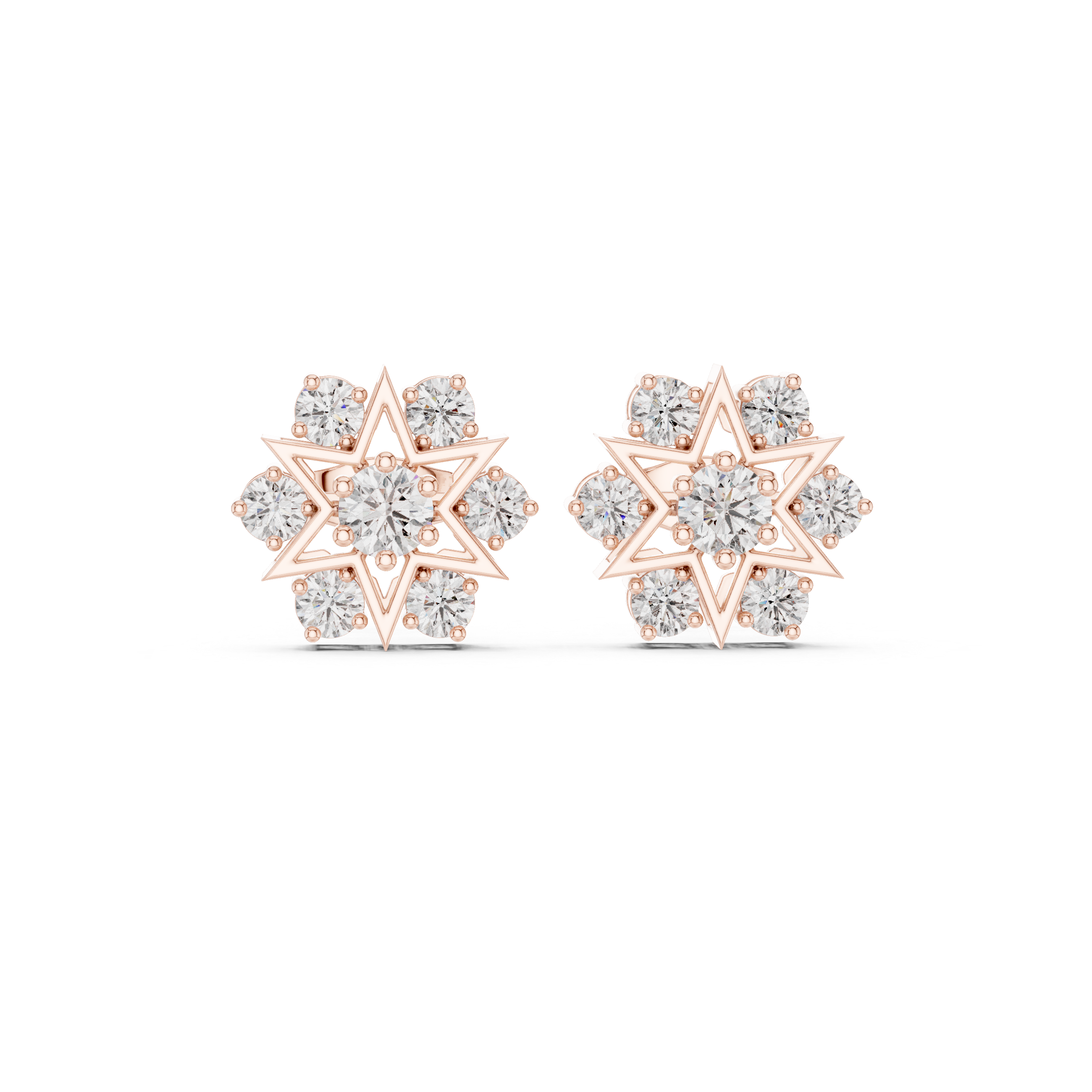 Starburst Cluster Diamond Stud Earrings
