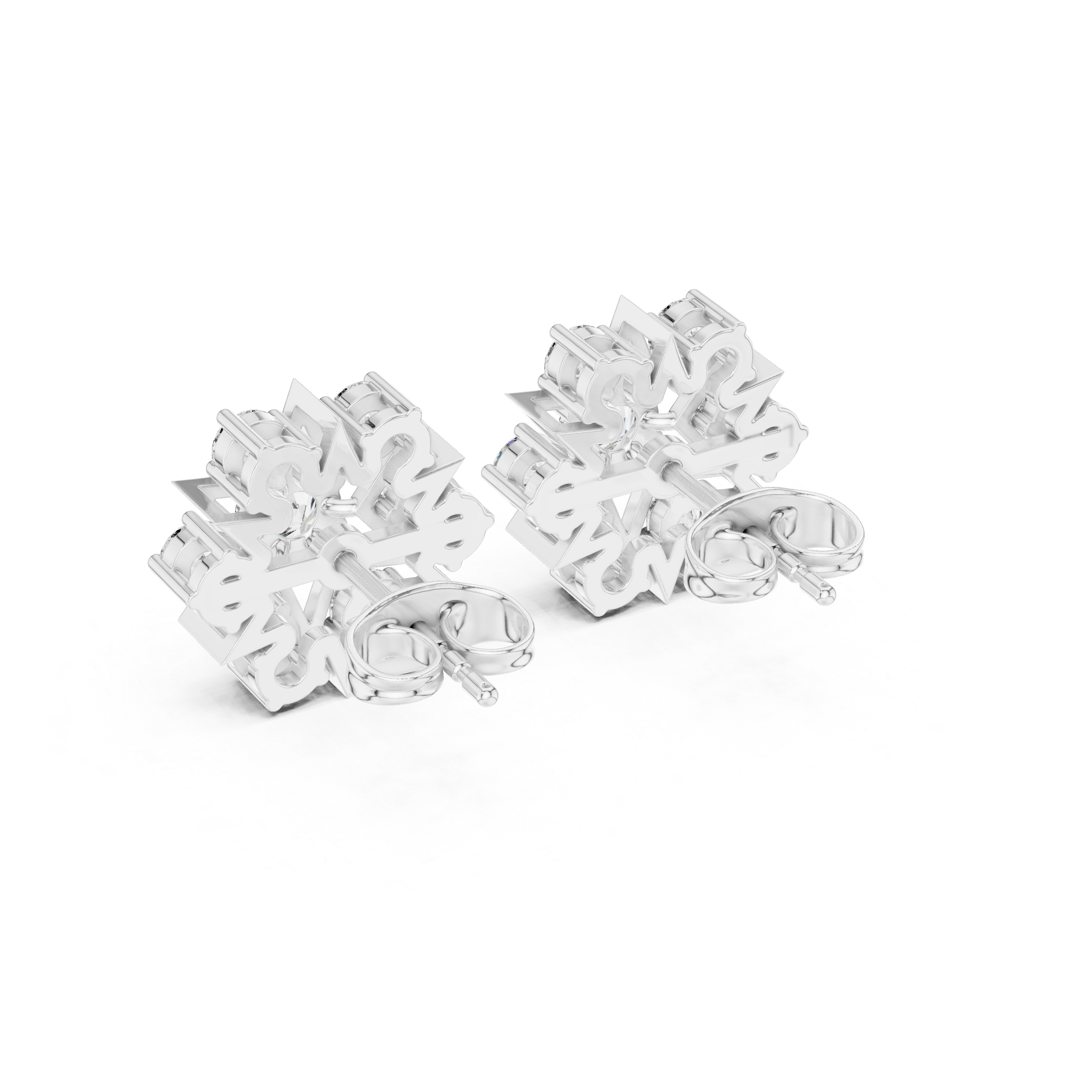Starburst Cluster Diamond Stud Earrings