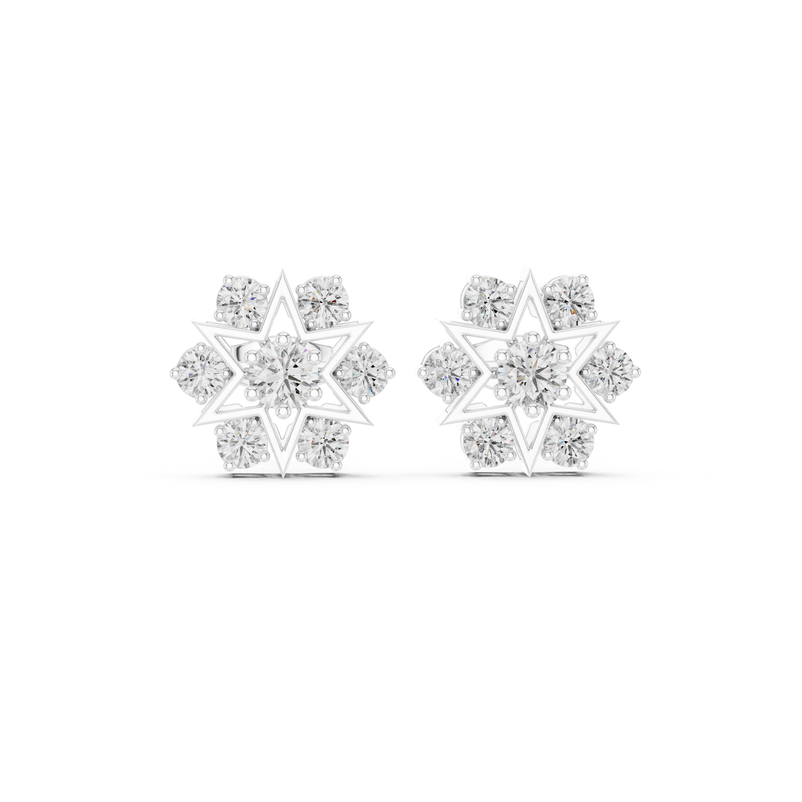 Starburst Cluster Diamond Stud Earrings