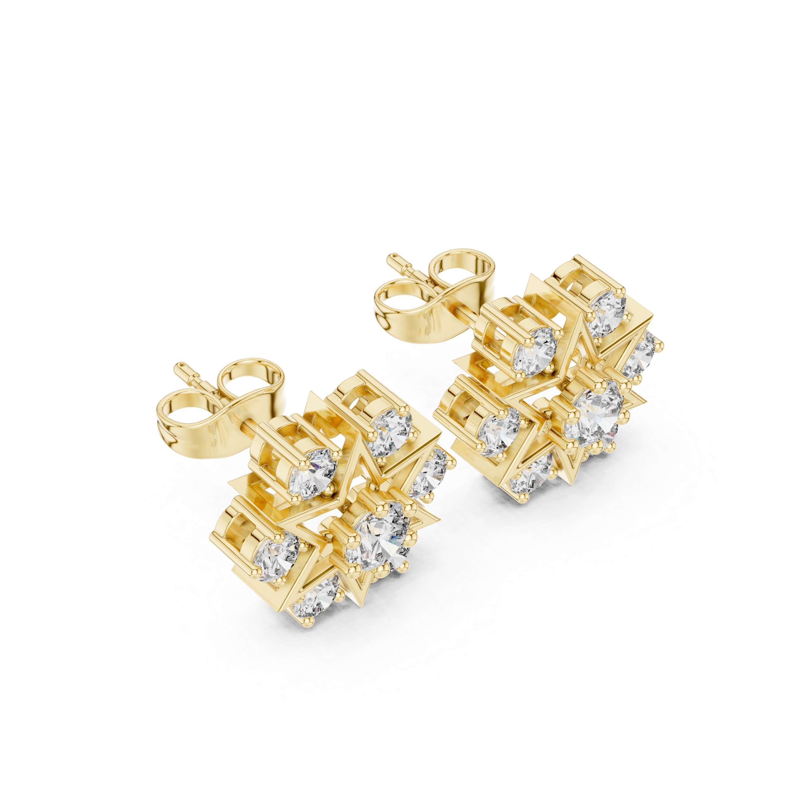 Starburst Cluster Diamond Stud Earrings