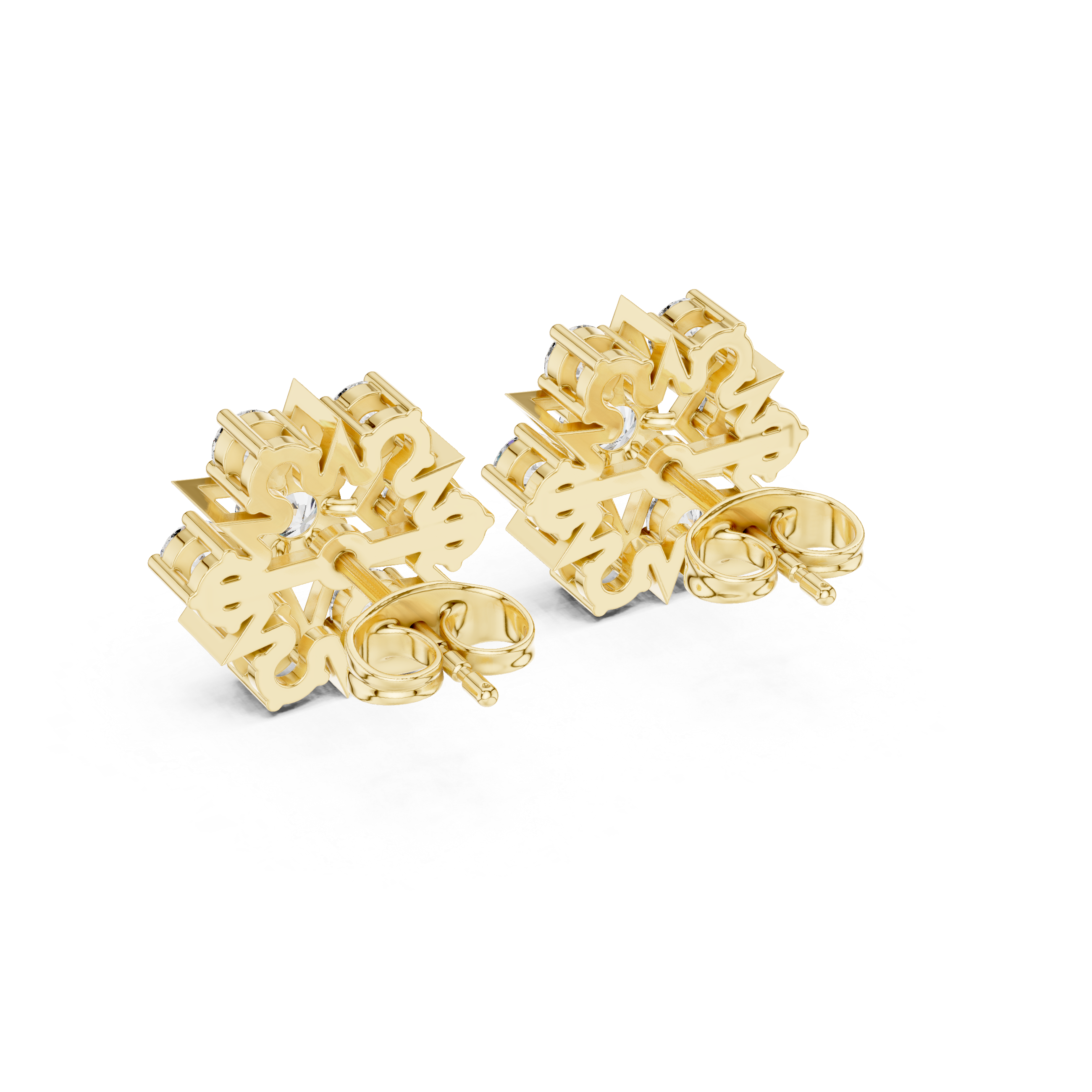 Starburst Cluster Diamond Stud Earrings