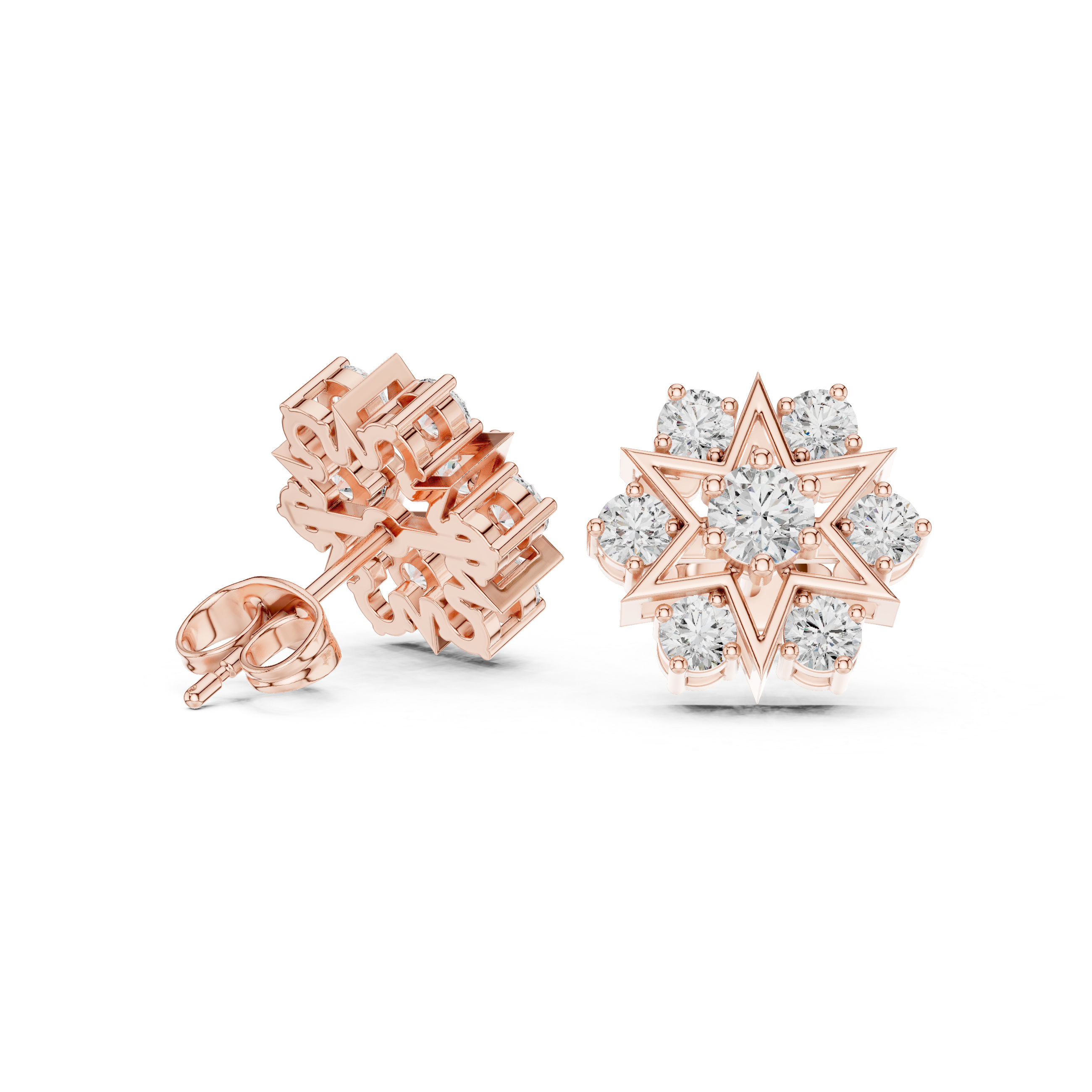 Starburst Cluster Diamond Stud Earrings