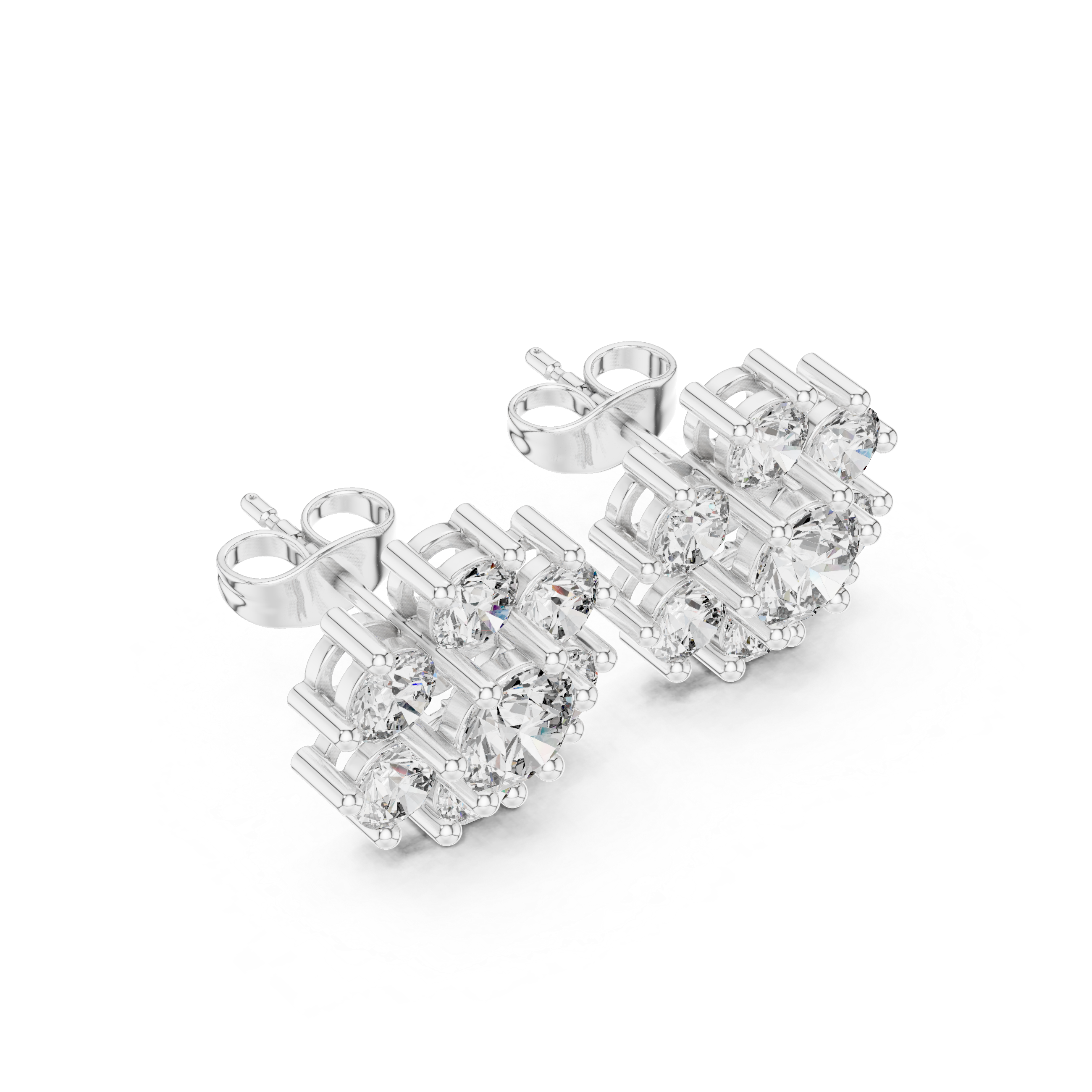 Round Cluster Diamond Floral Stud Earrings