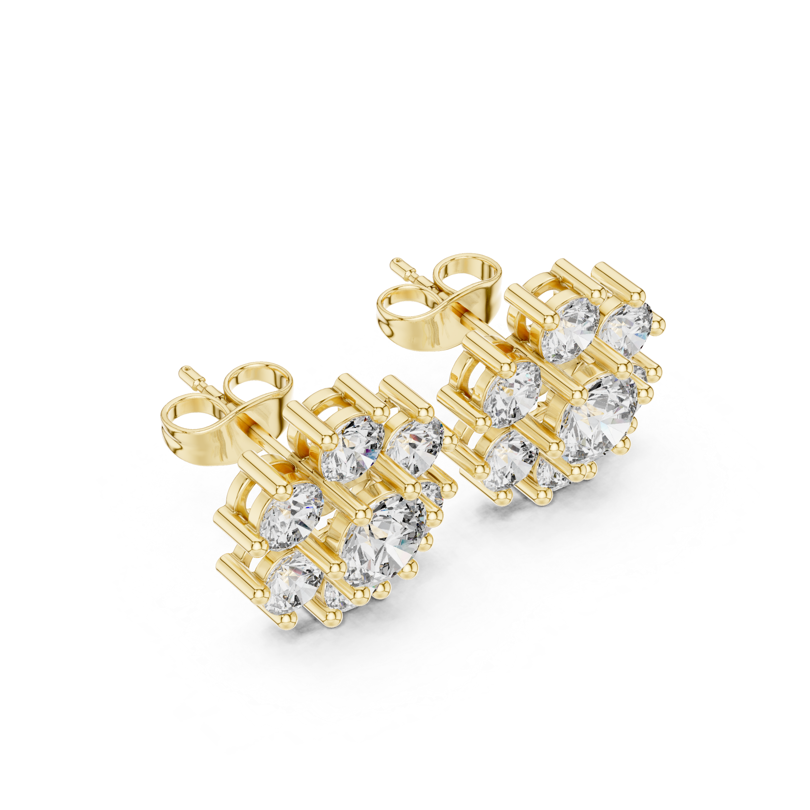 Round Cluster Diamond Floral Stud Earrings