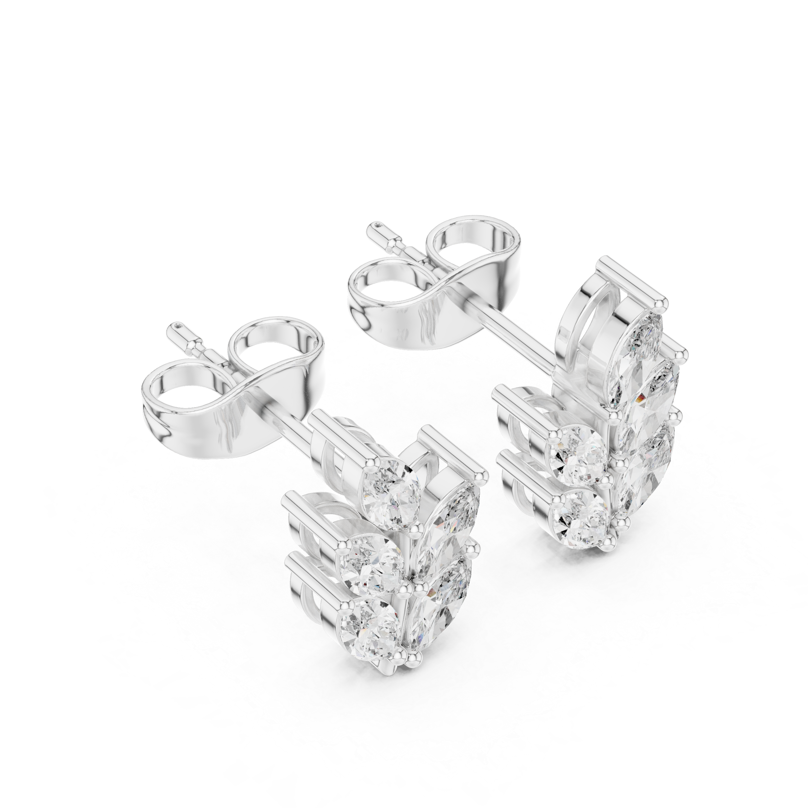 Marquise Diamond Leaf Stud Earrings