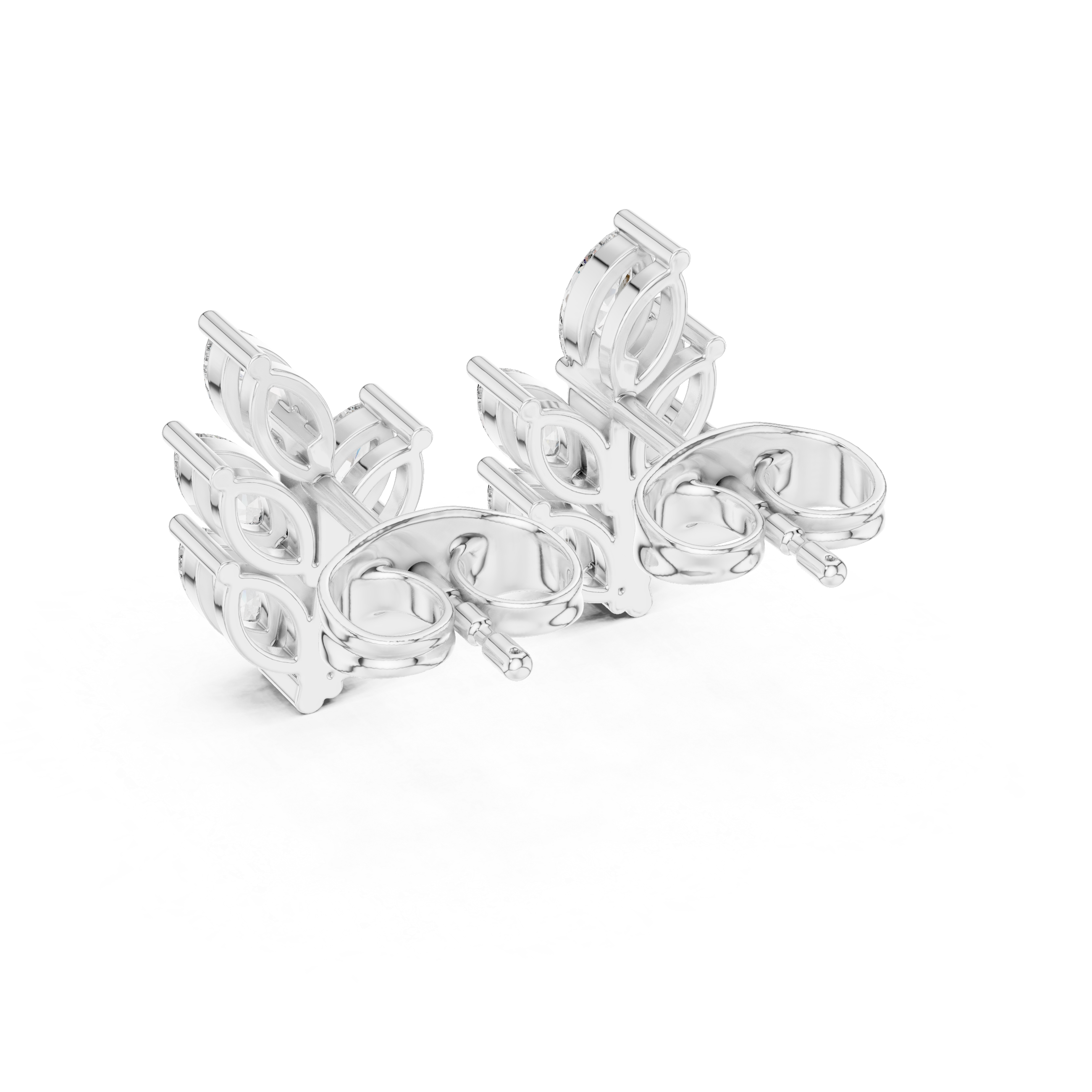 Marquise Diamond Leaf Stud Earrings