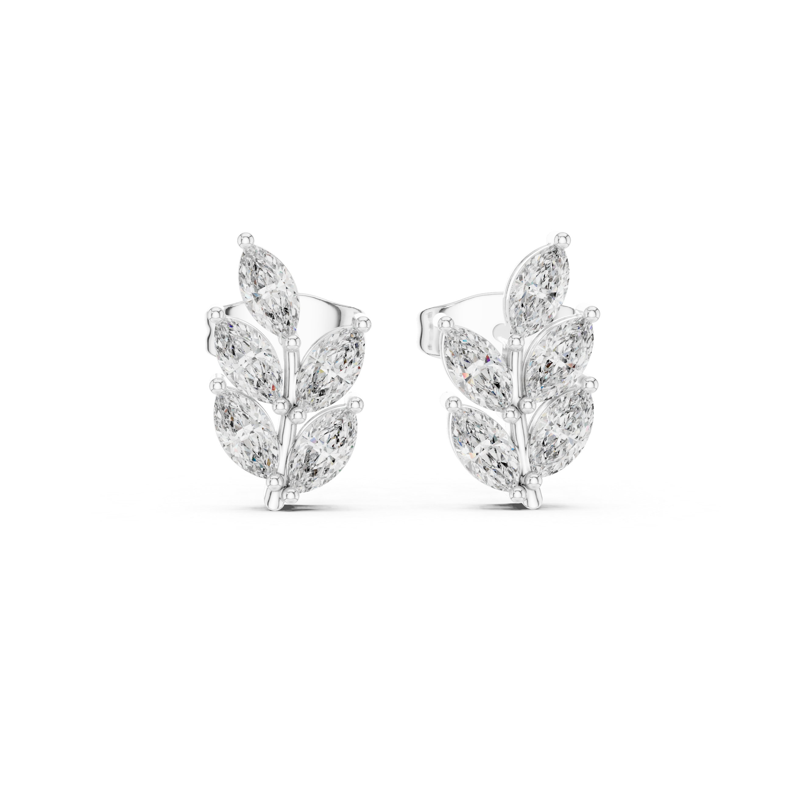 Marquise Diamond Leaf Stud Earrings