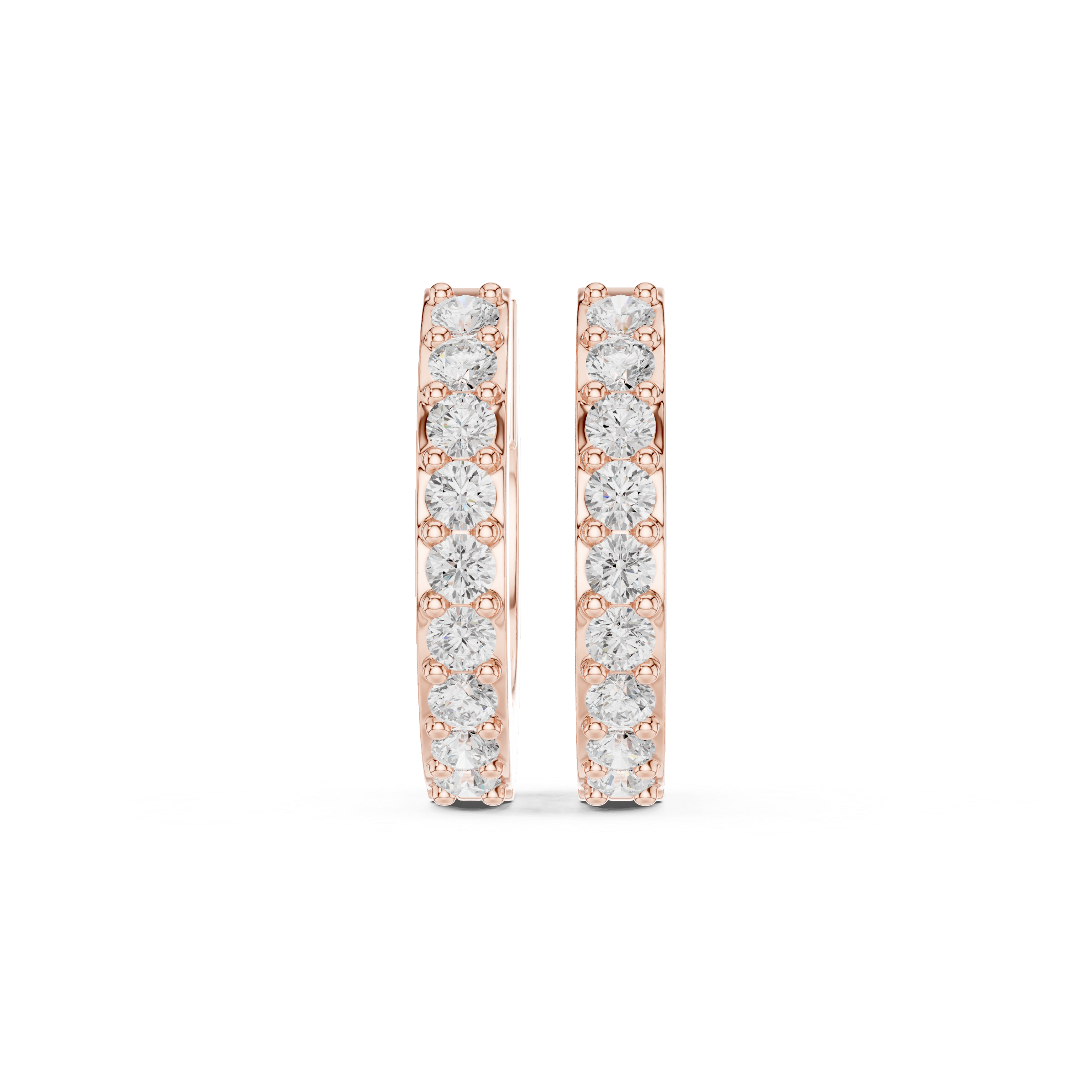 Pavé Diamond Hoop Earrings – Slim Gold Huggie Style