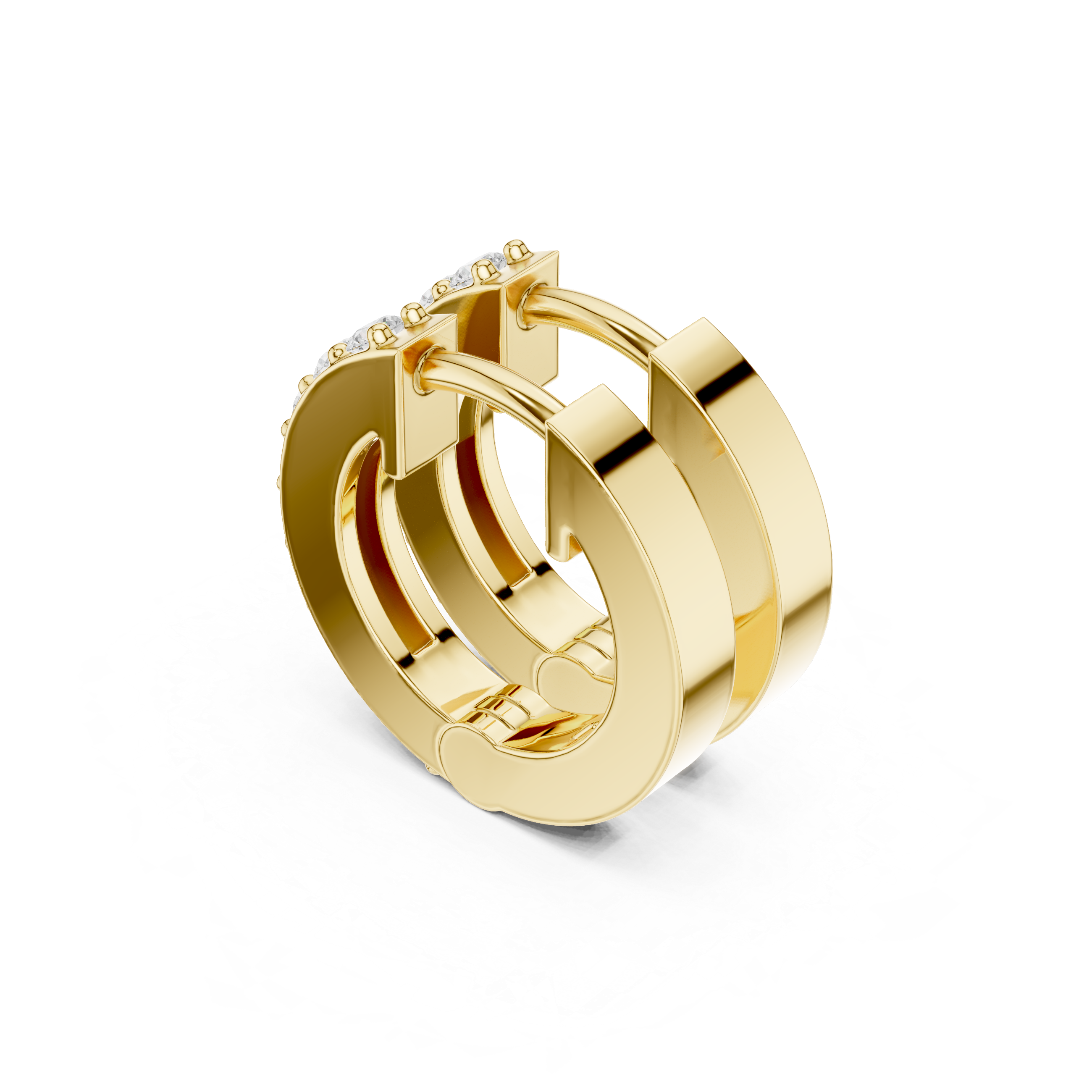Pavé Diamond Hoop Earrings – Slim Gold Huggie Style