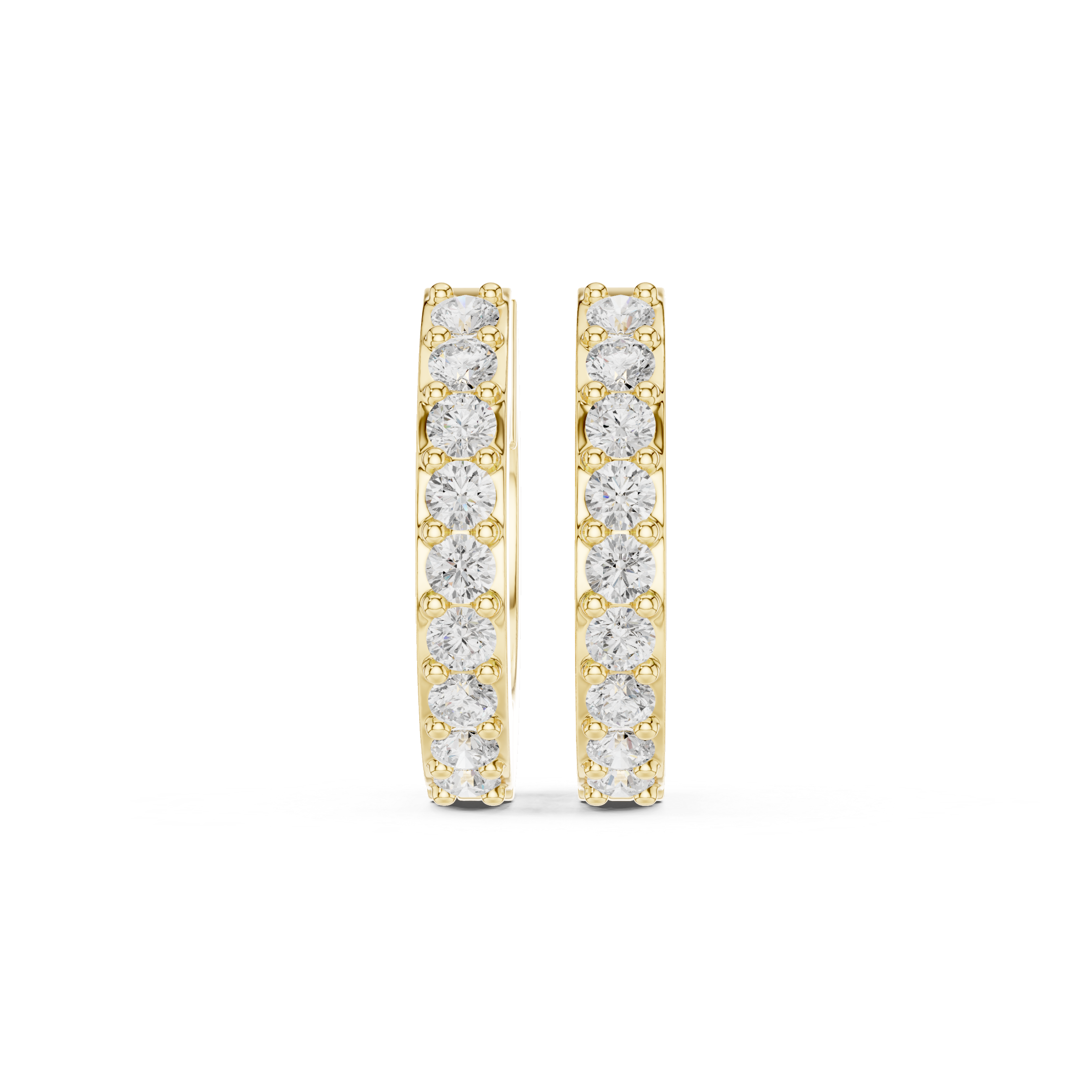 Pavé Diamond Hoop Earrings – Slim Gold Huggie Style
