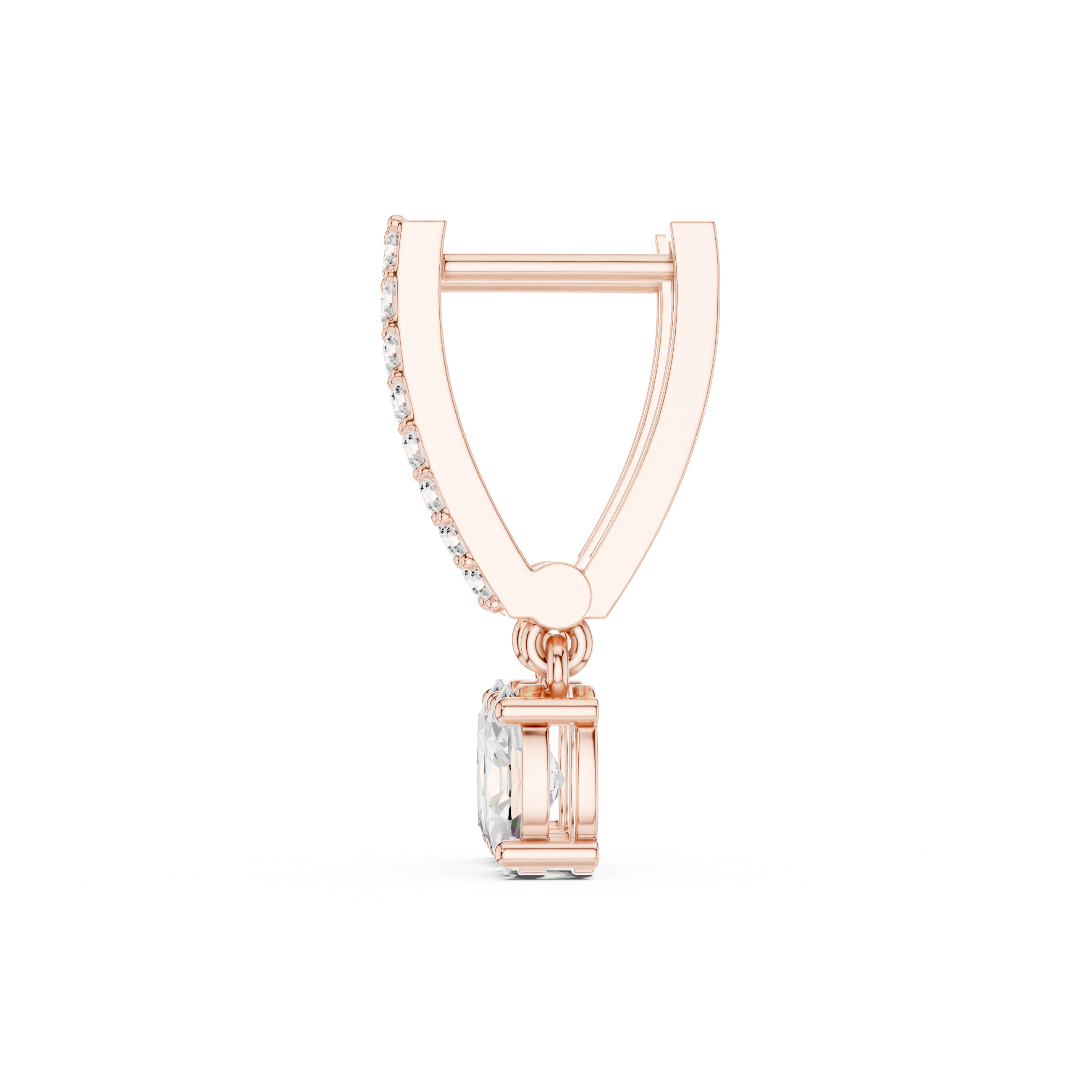 Oval Drop Diamond Dangle Earrings with Pavé Bar
