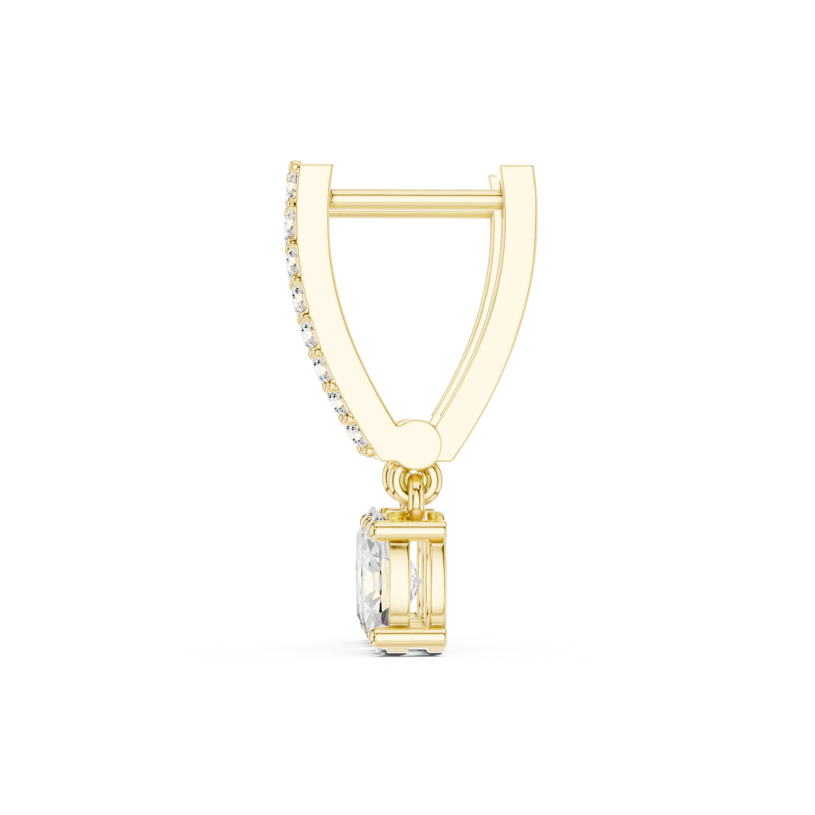 Oval Drop Diamond Dangle Earrings with Pavé Bar
