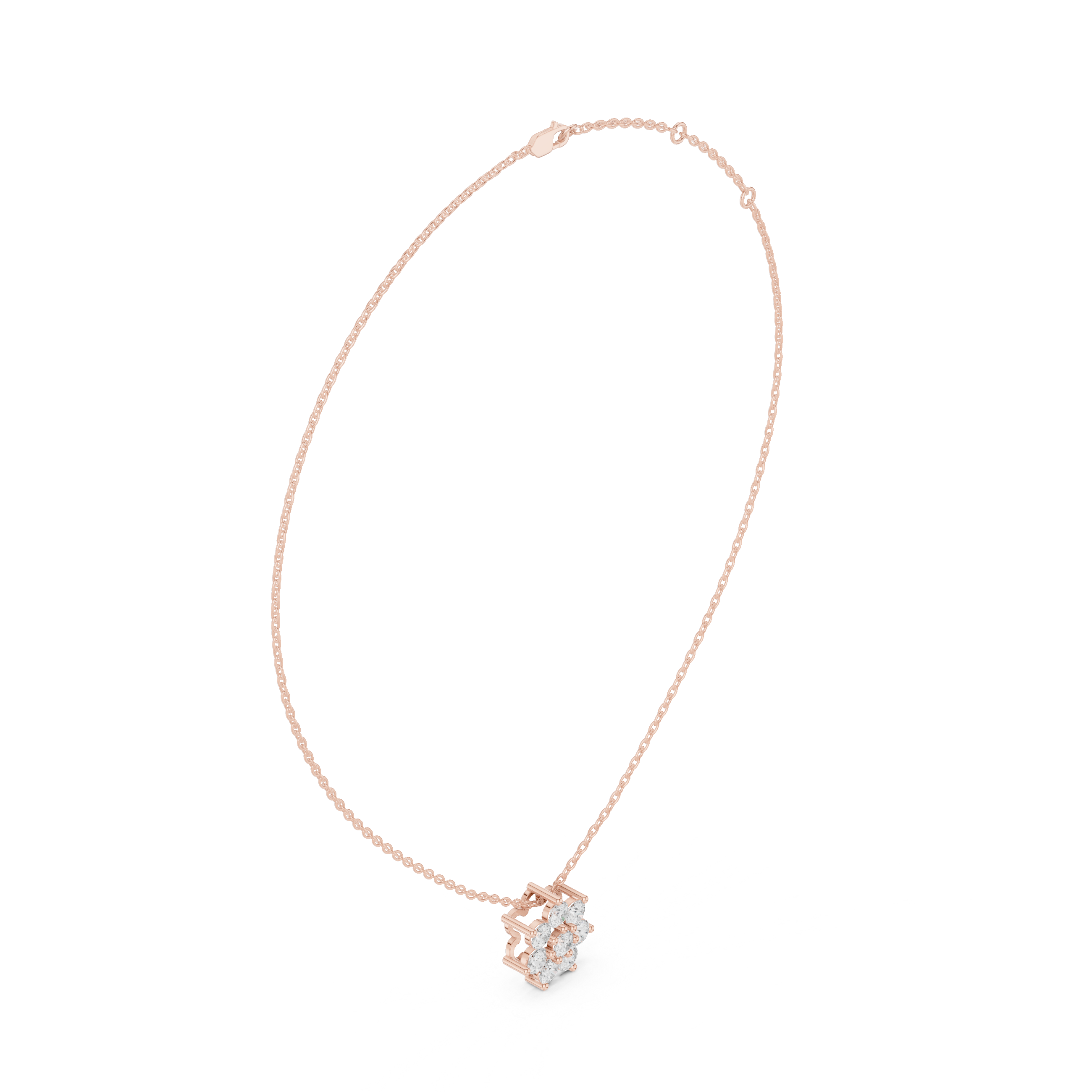 Classic Floral Cluster Diamond Necklace