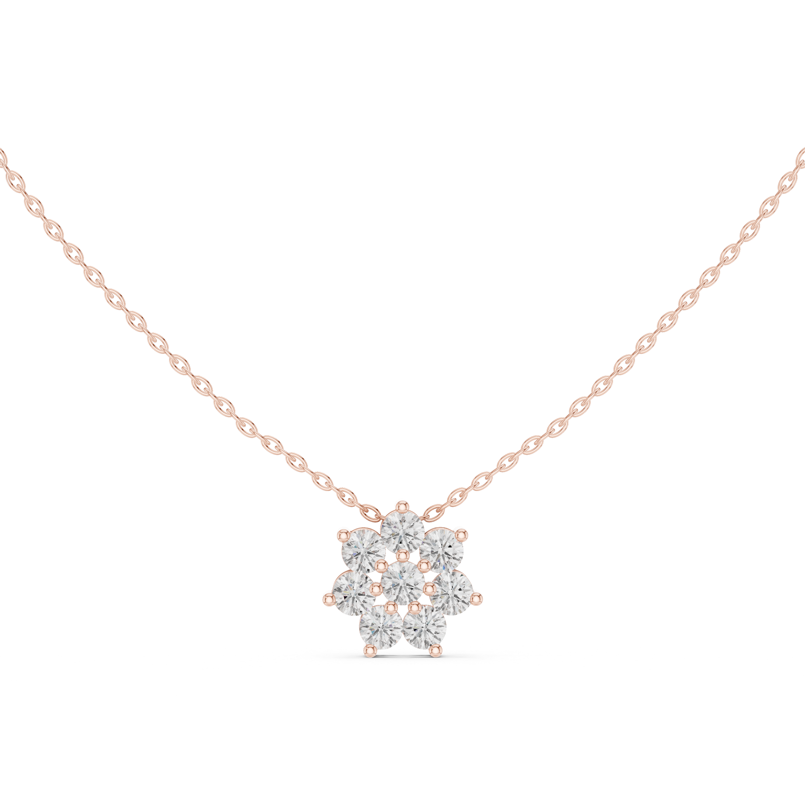 Classic Floral Cluster Diamond Necklace