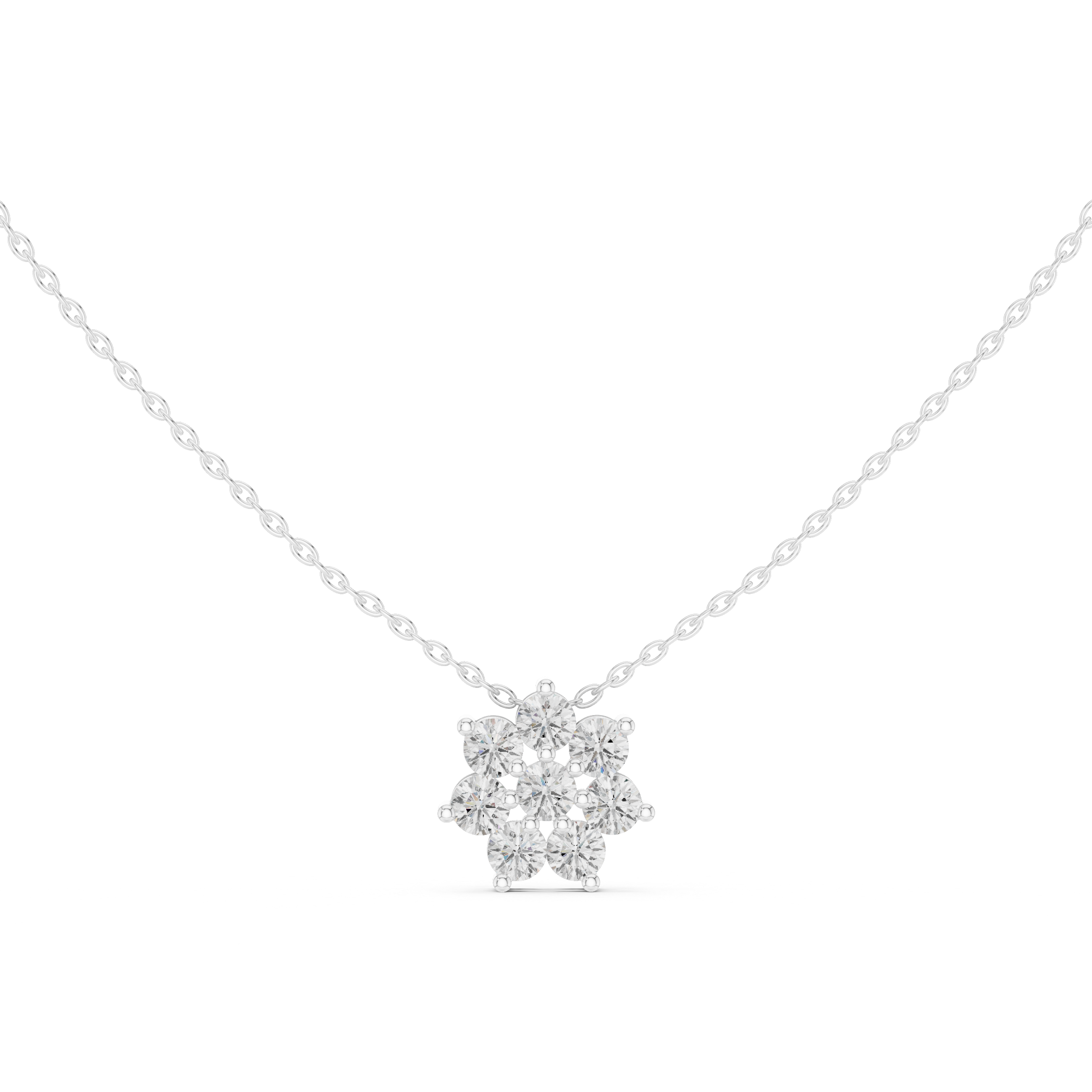 Classic Floral Cluster Diamond Necklace