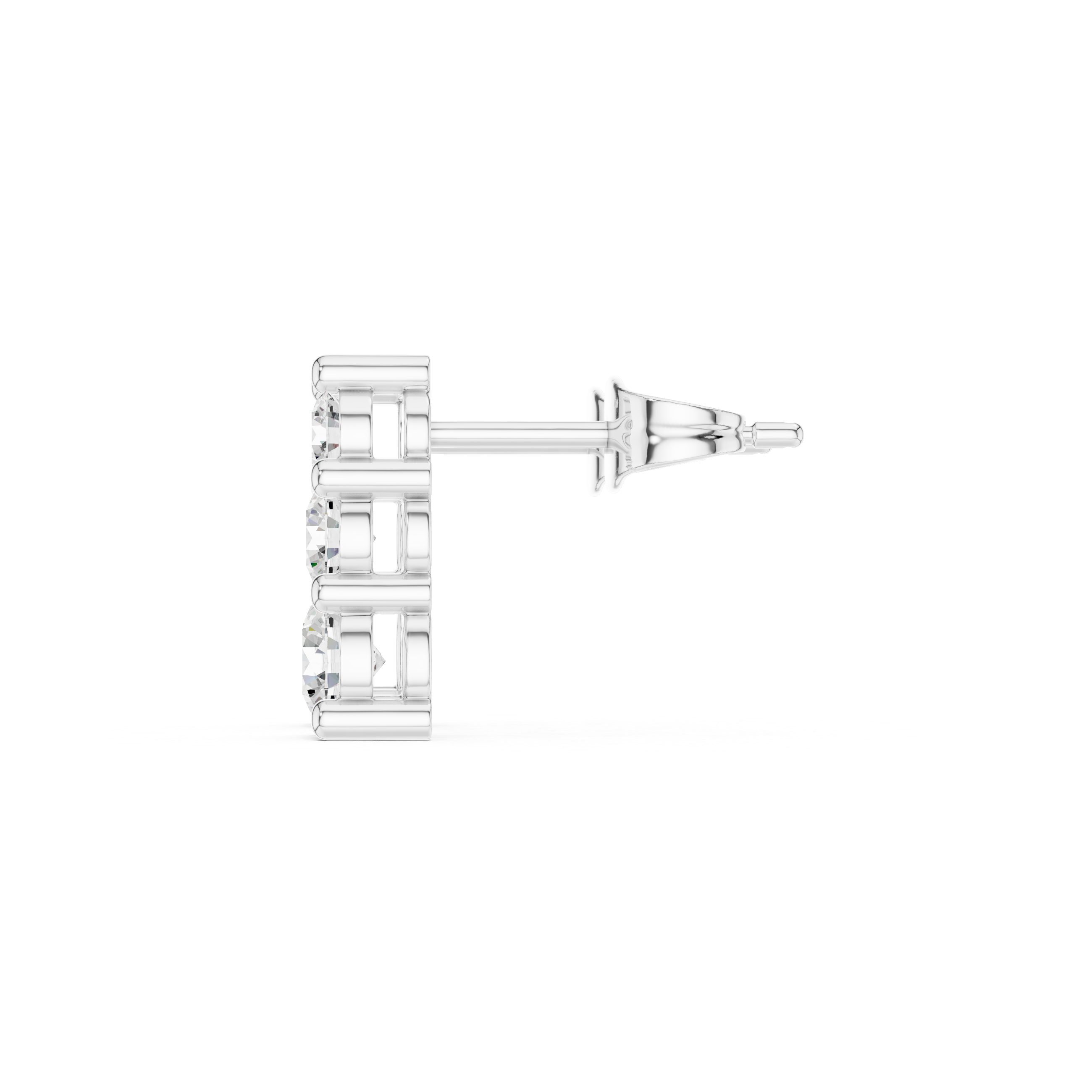 Three-Stone Vertical Diamond Stud Earrings
