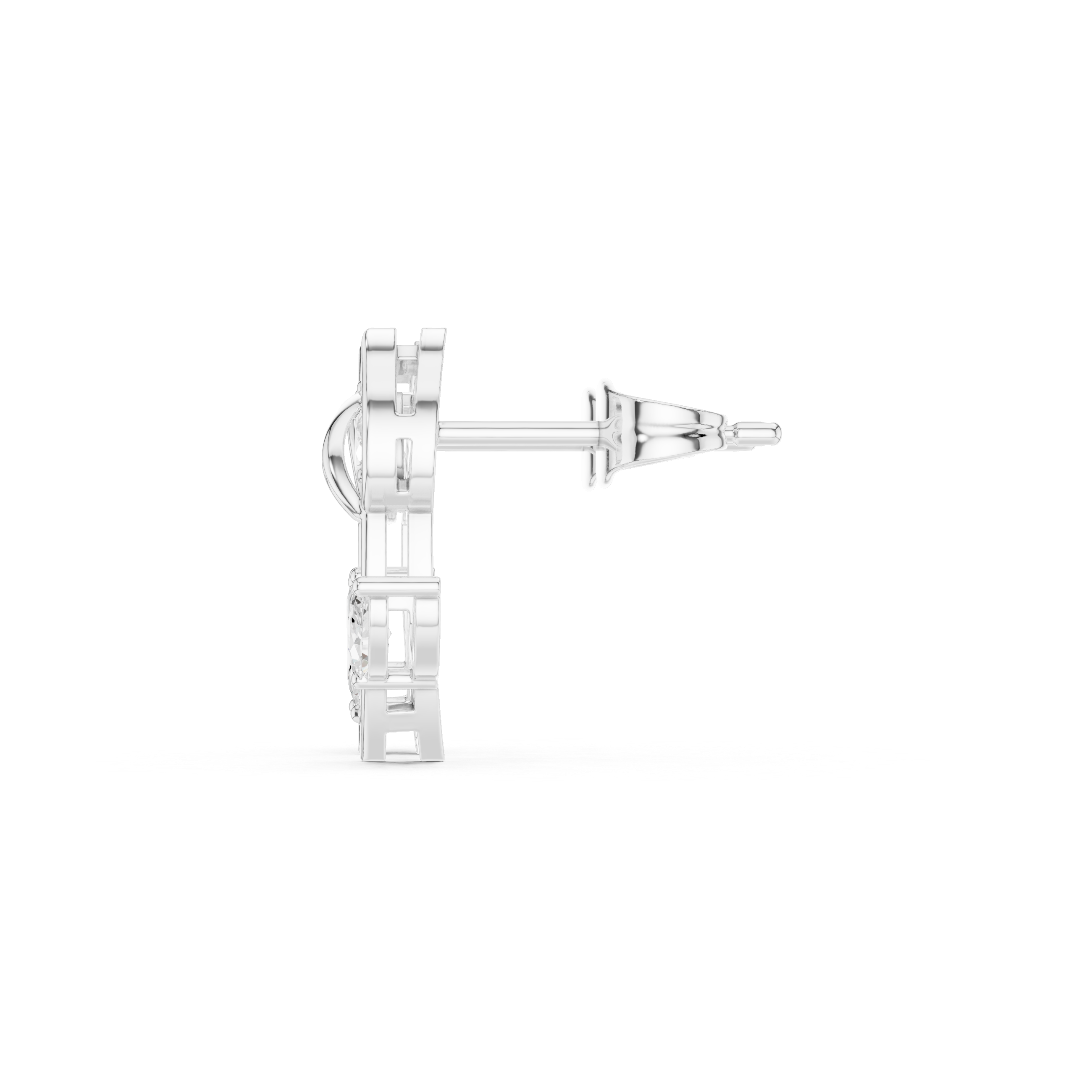 Minimalist Leaf Motif Marquise & Pear Diamond Stud Earrings