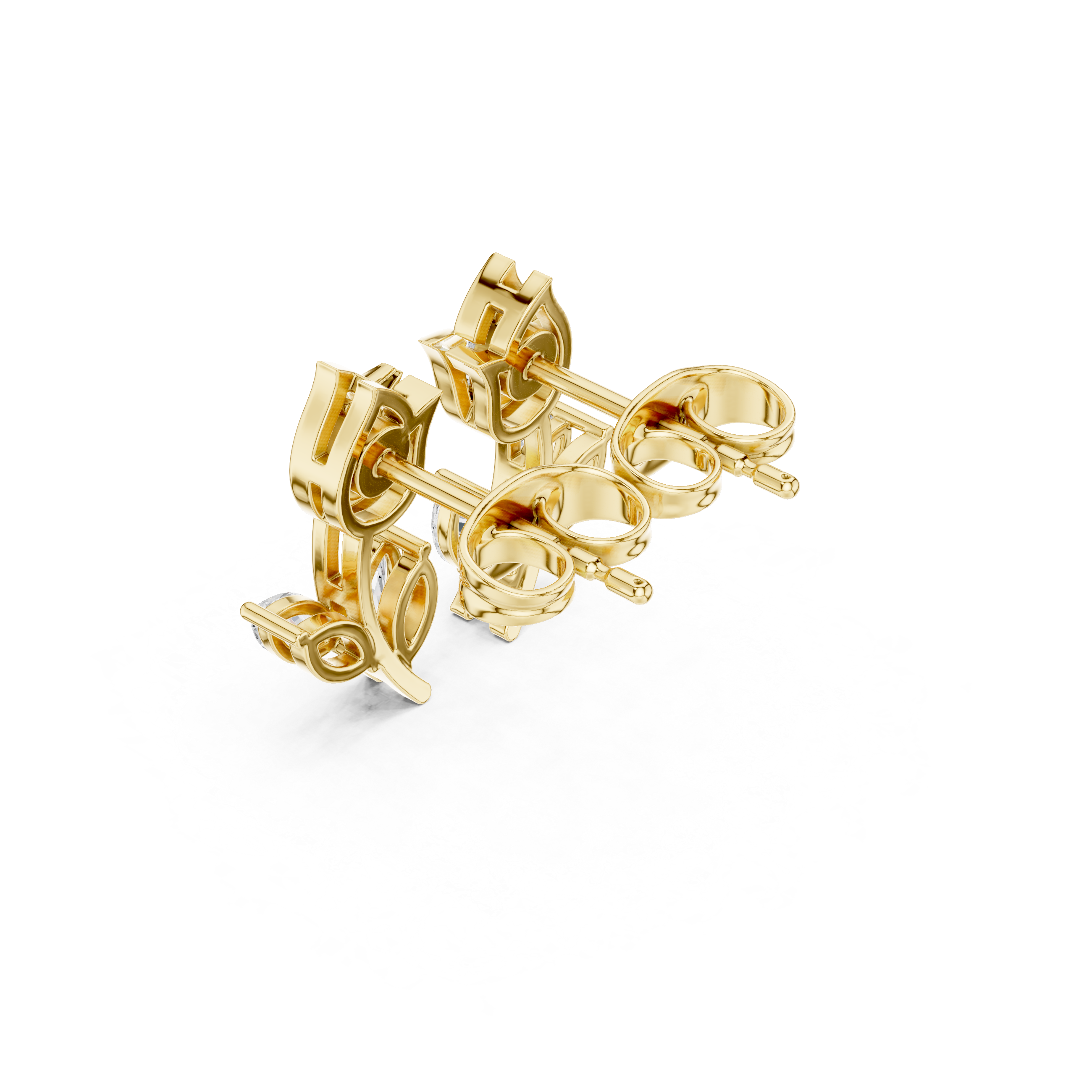 Minimalist Leaf Motif Marquise & Pear Diamond Stud Earrings