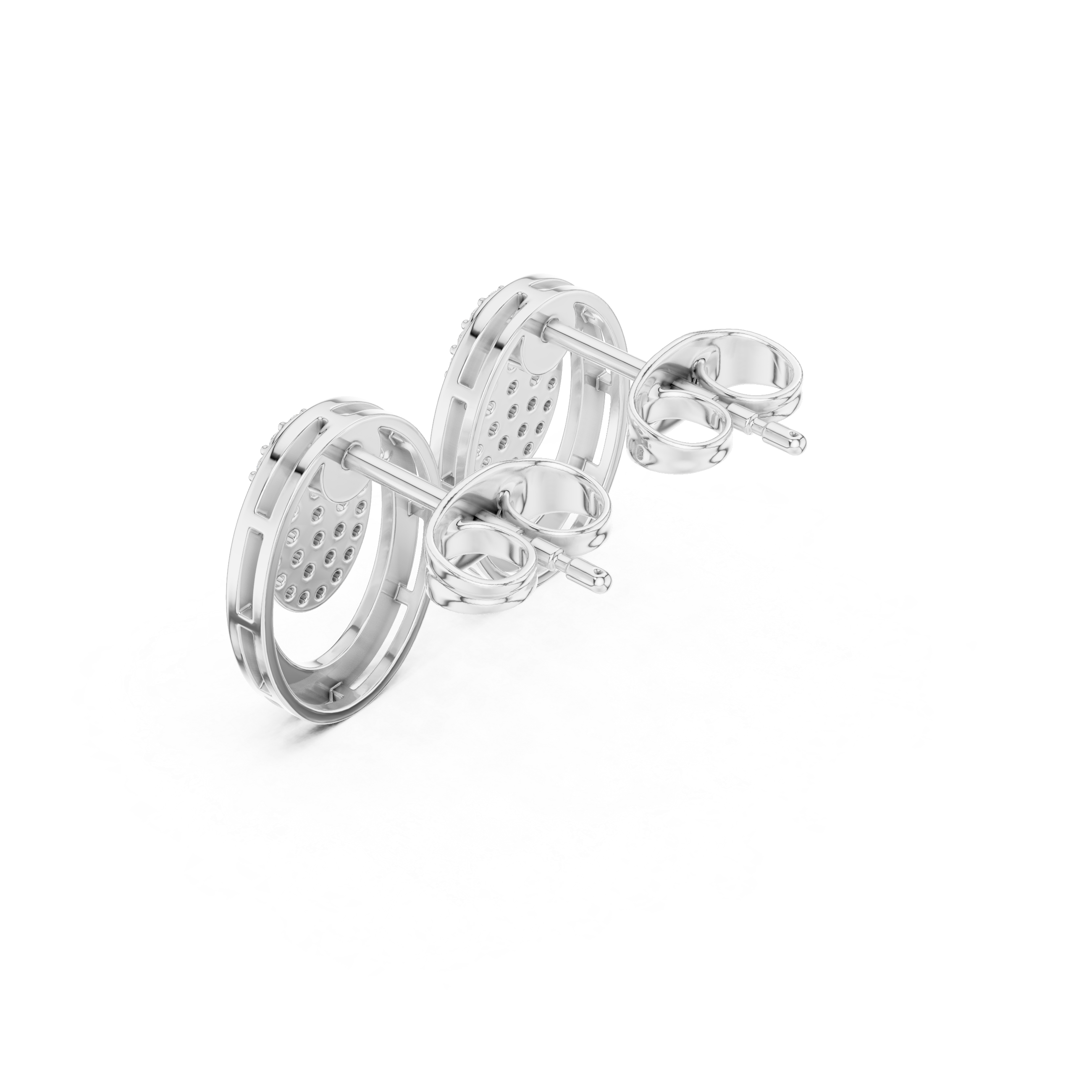Oval Halo Pavé Diamond Minimal Stud Earrings