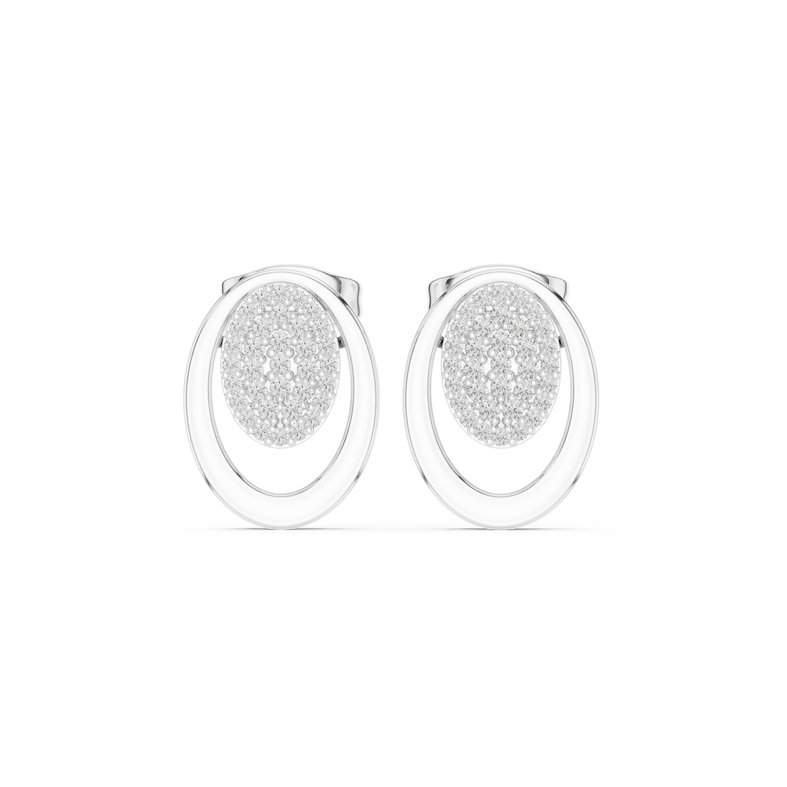 Oval Halo Pavé Diamond Minimal Stud Earrings