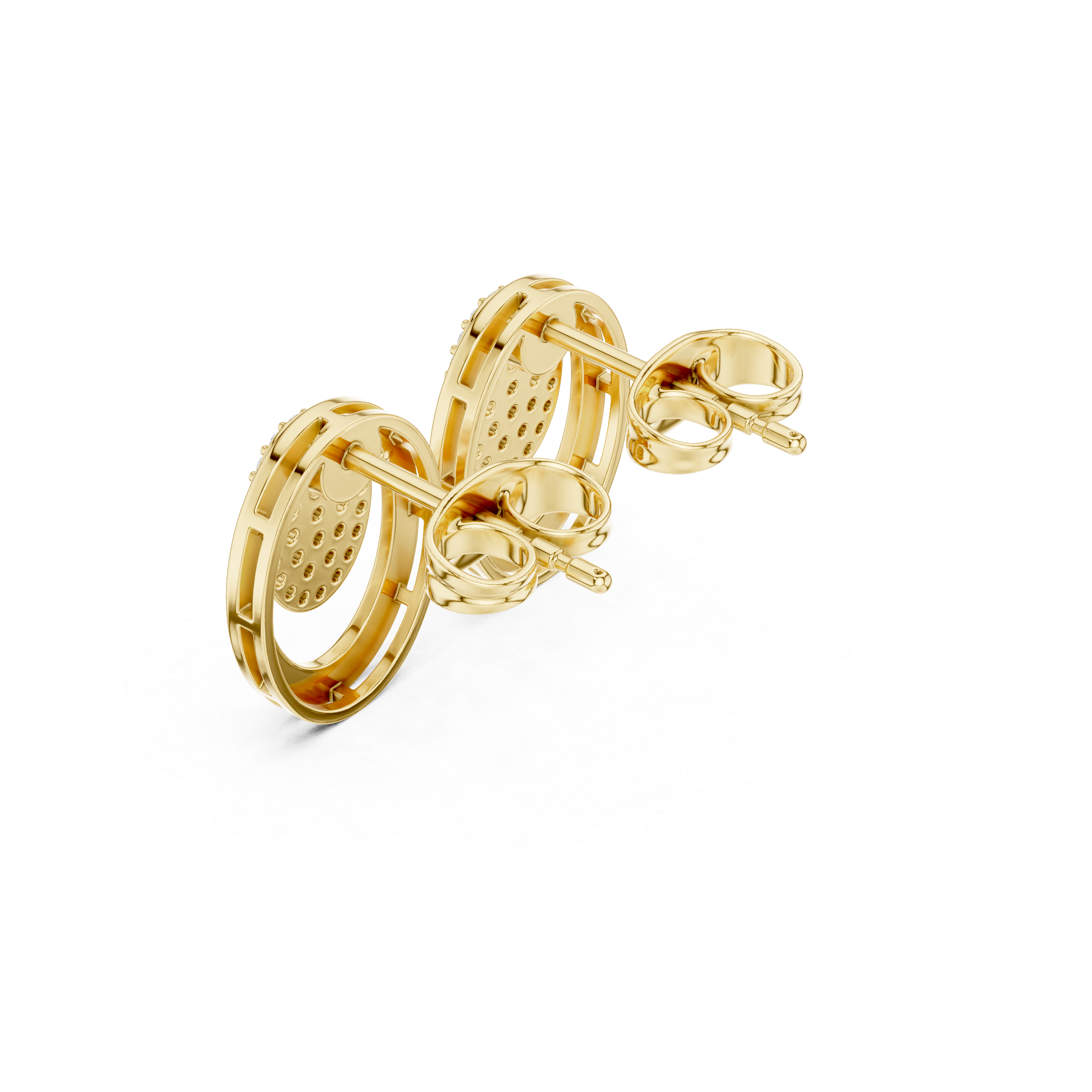 Oval Halo Pavé Diamond Minimal Stud Earrings