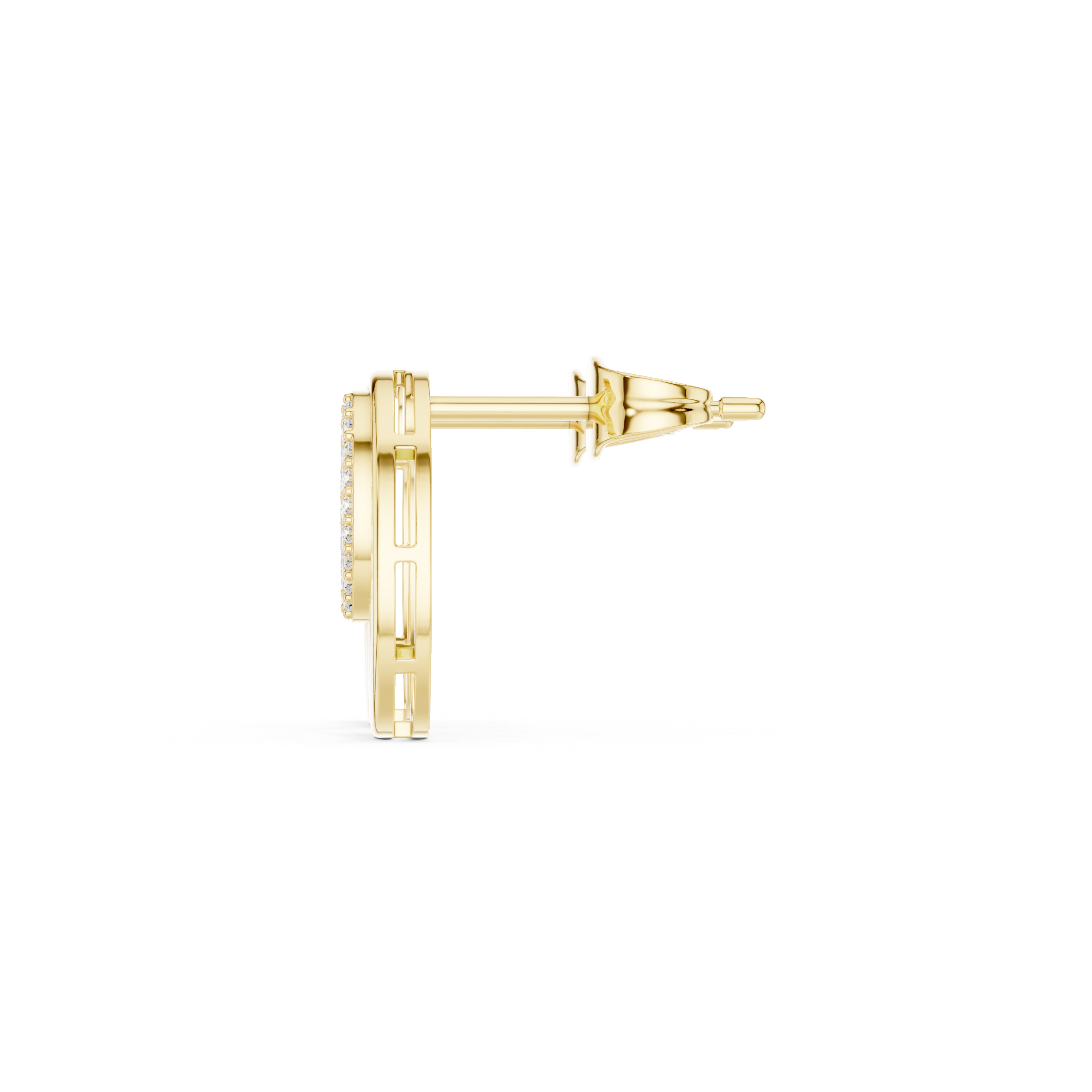 Oval Halo Pavé Diamond Minimal Stud Earrings