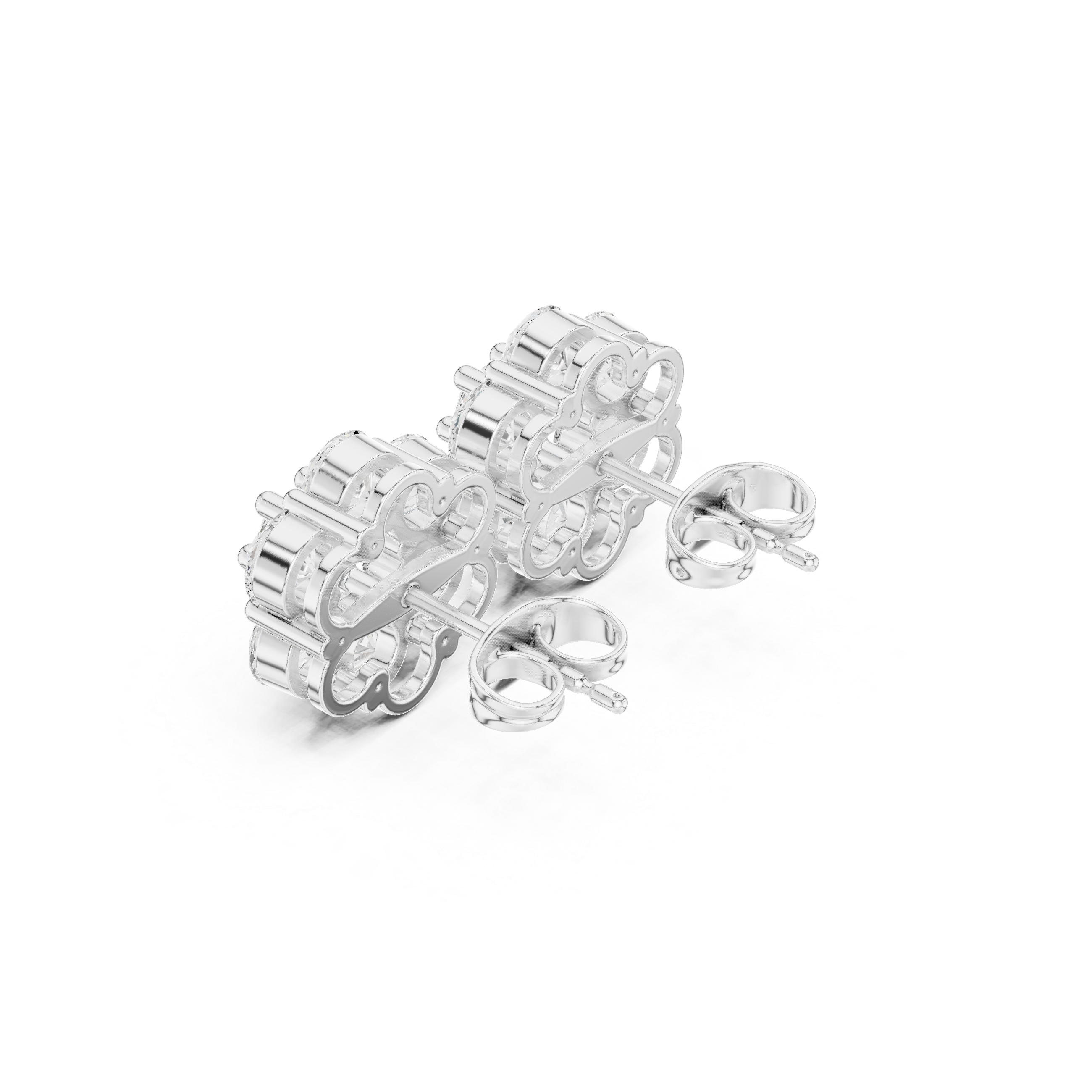 Classic Round Diamond Cluster Flower Stud Earrings