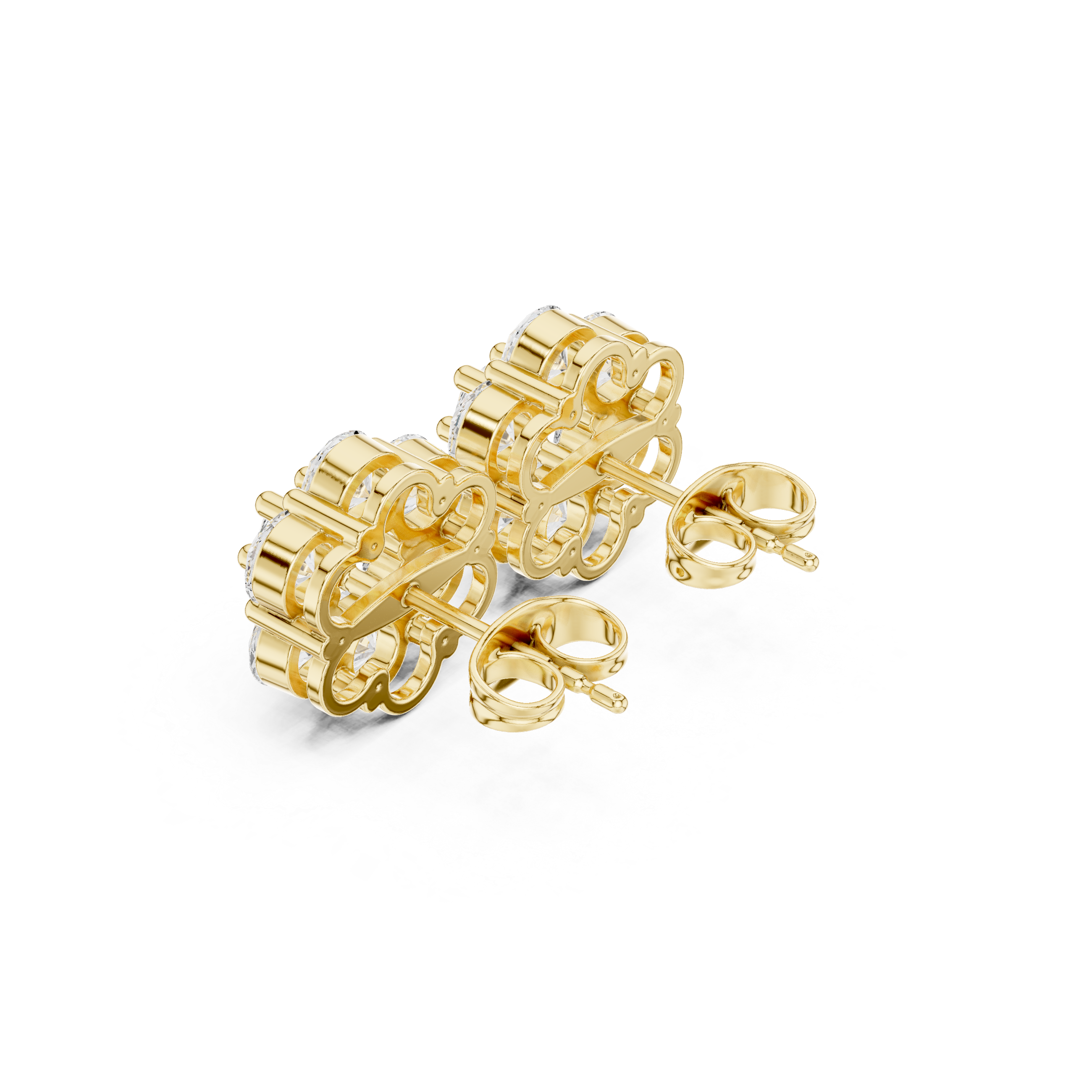 Classic Round Diamond Cluster Flower Stud Earrings