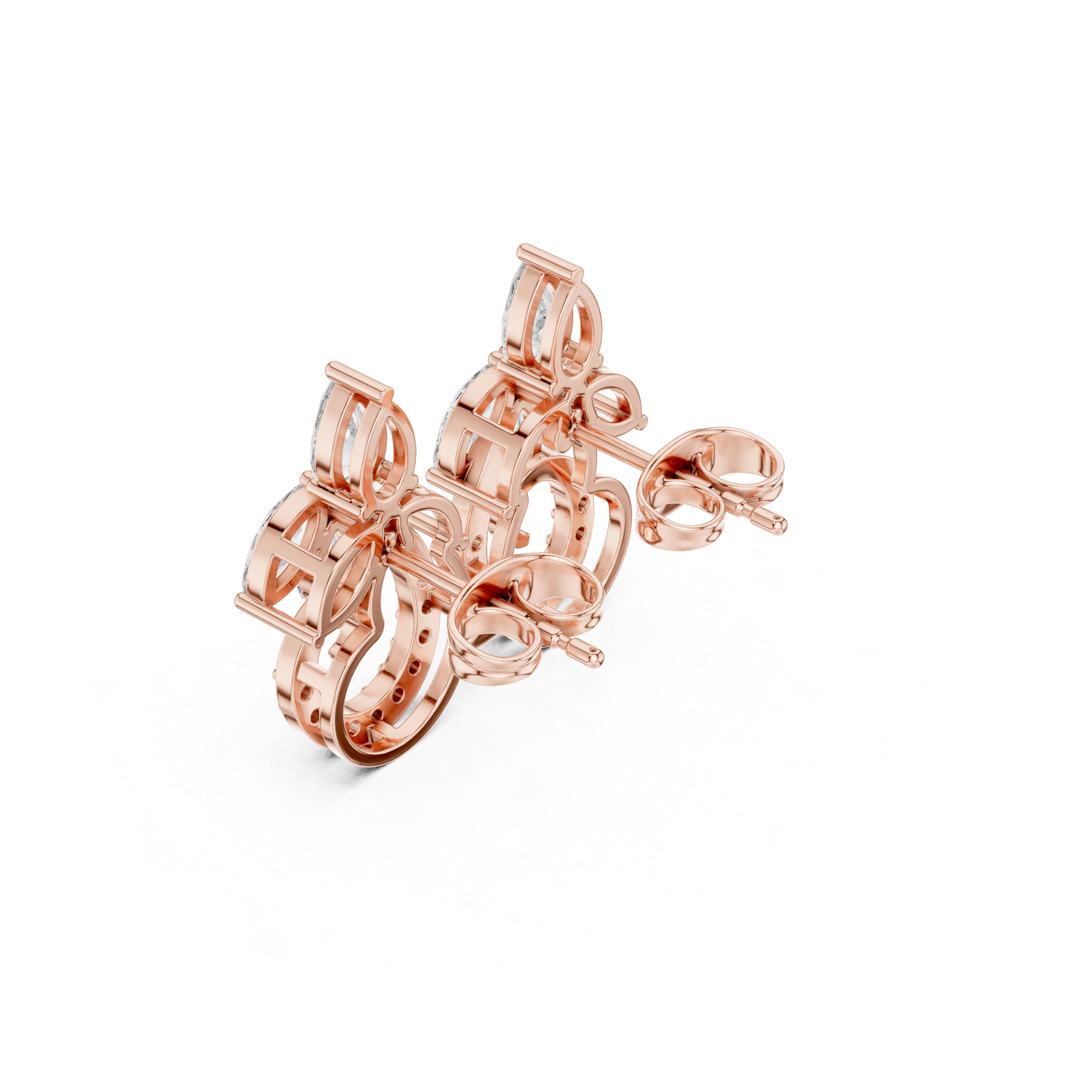Floral Marquise Diamond Drop Earrings with Spiral Pavé Detail