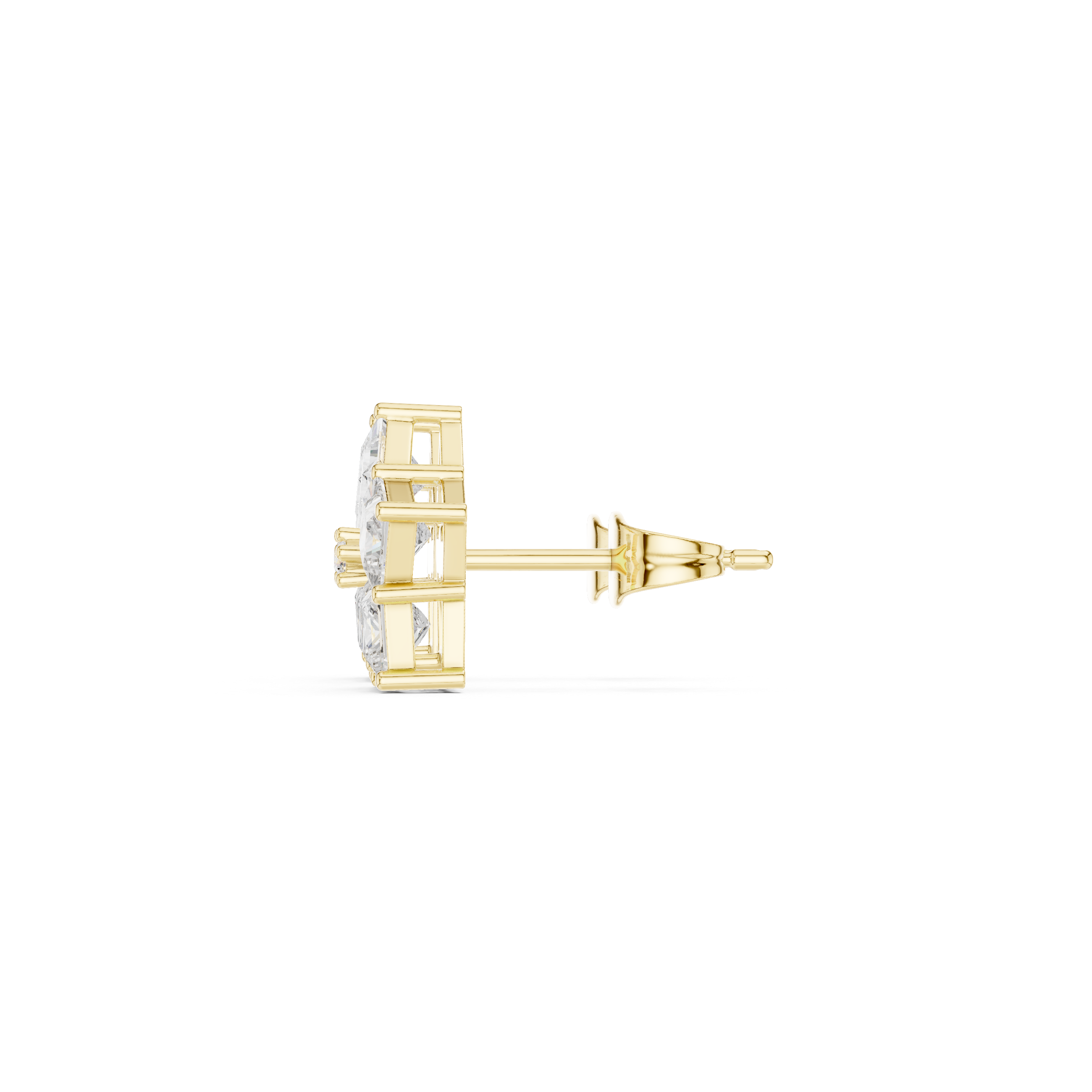 Pentagon Princess Cut Diamond Cluster Earrings