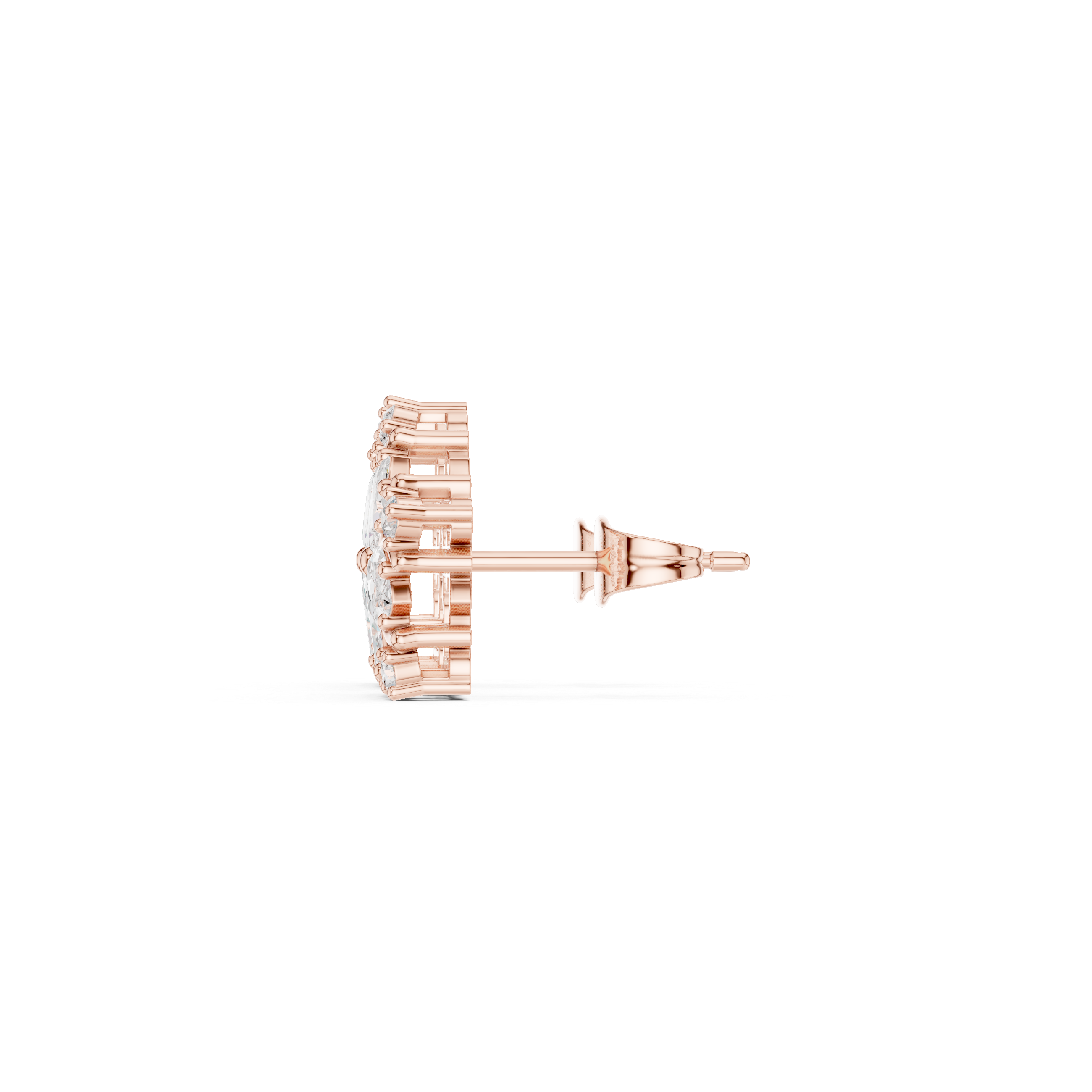Marquise Cut Floral Diamond Cluster Stud Earrings