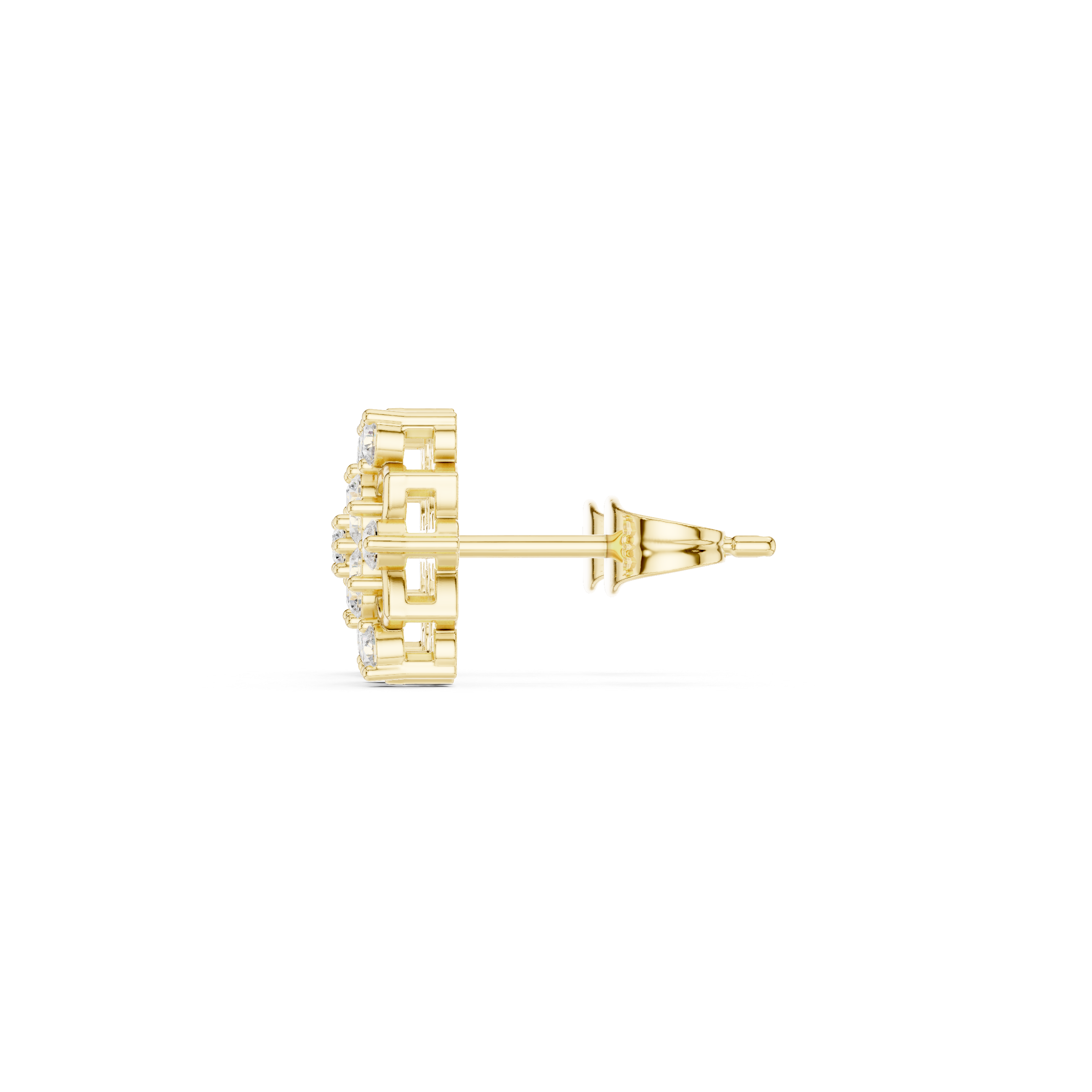 Floral Cluster Diamond Stud Earrings with Openwork Petal Design