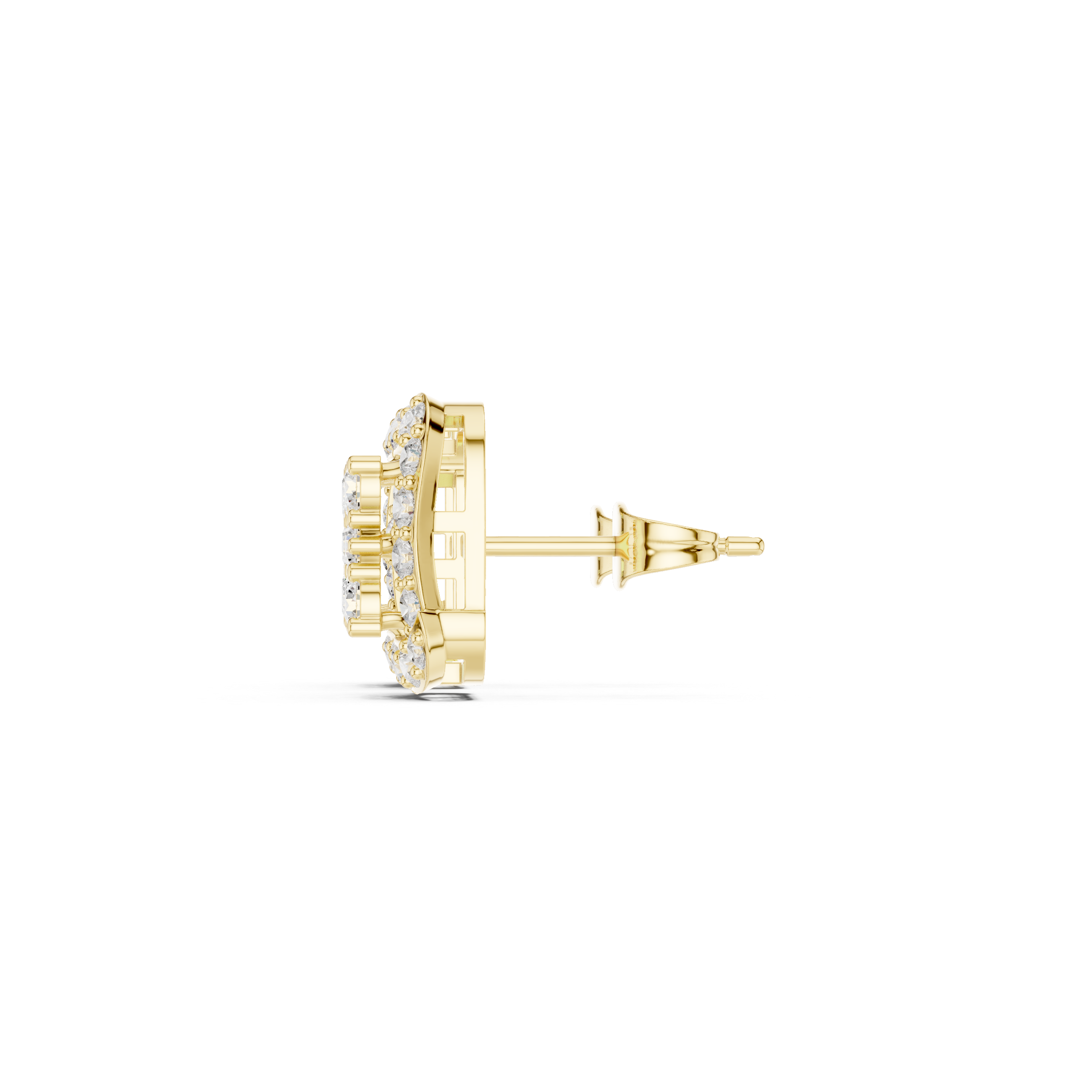 Square Halo Cluster Diamond Stud Earrings