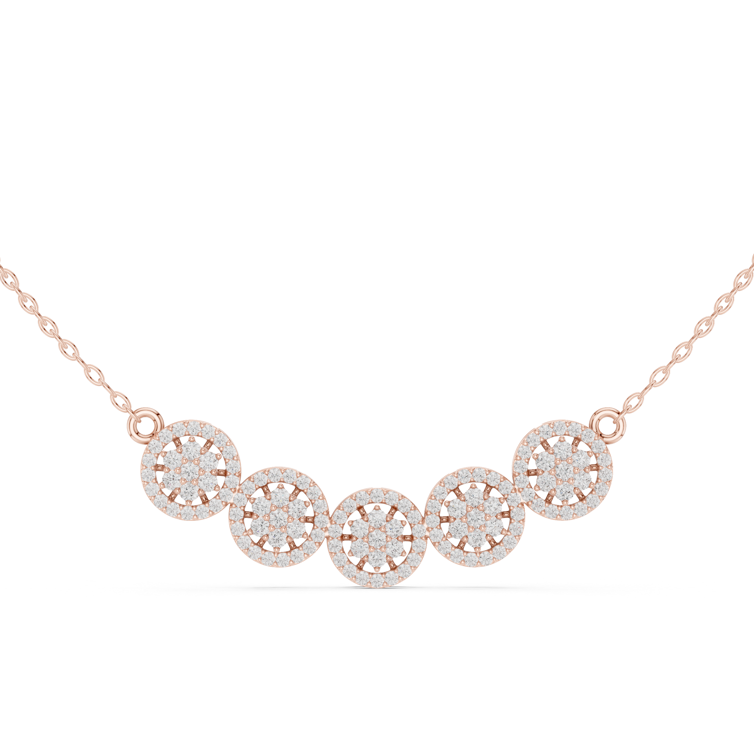Five Circle Pave Diamond Necklace