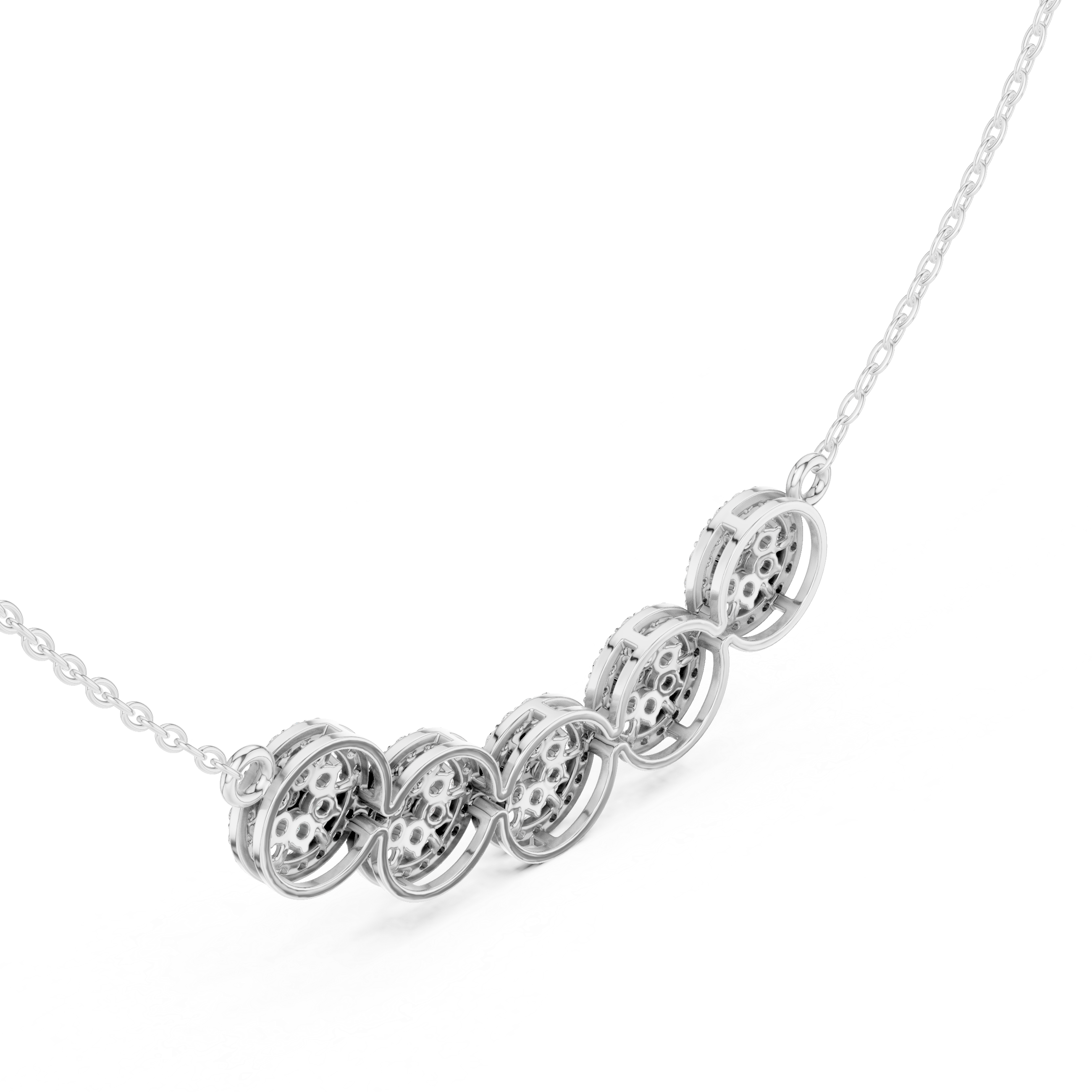 Five Circle Pave Diamond Necklace