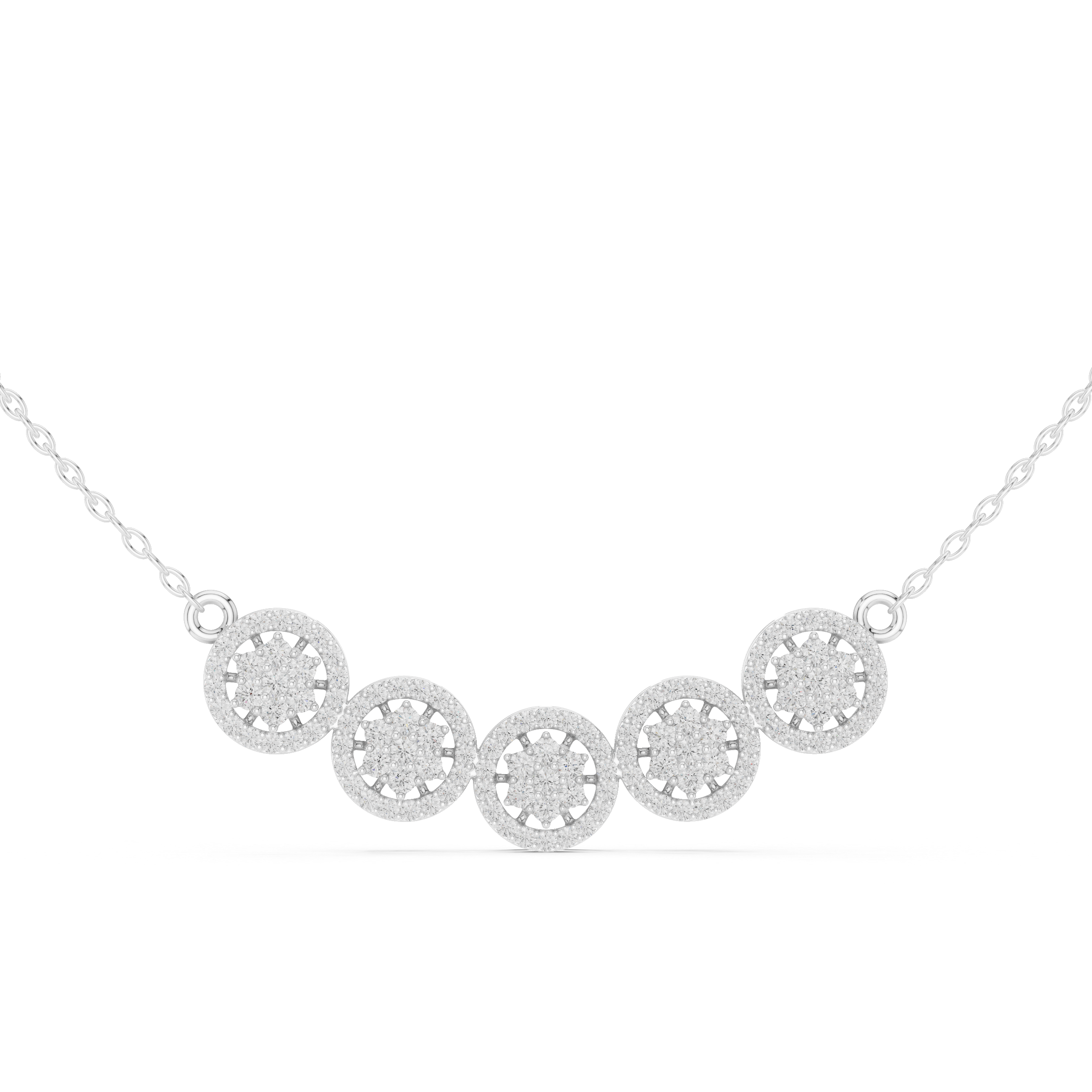 Five Circle Pave Diamond Necklace